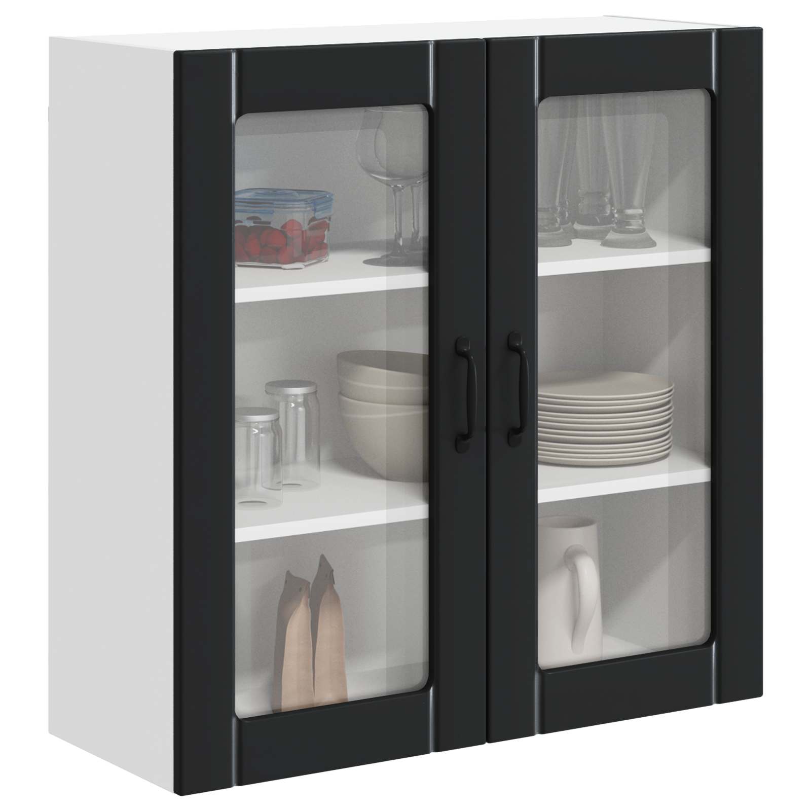 Wandglas-Schrank LUCCA Schwarz 80 x 31 x 80 cm Holzwerkstoff