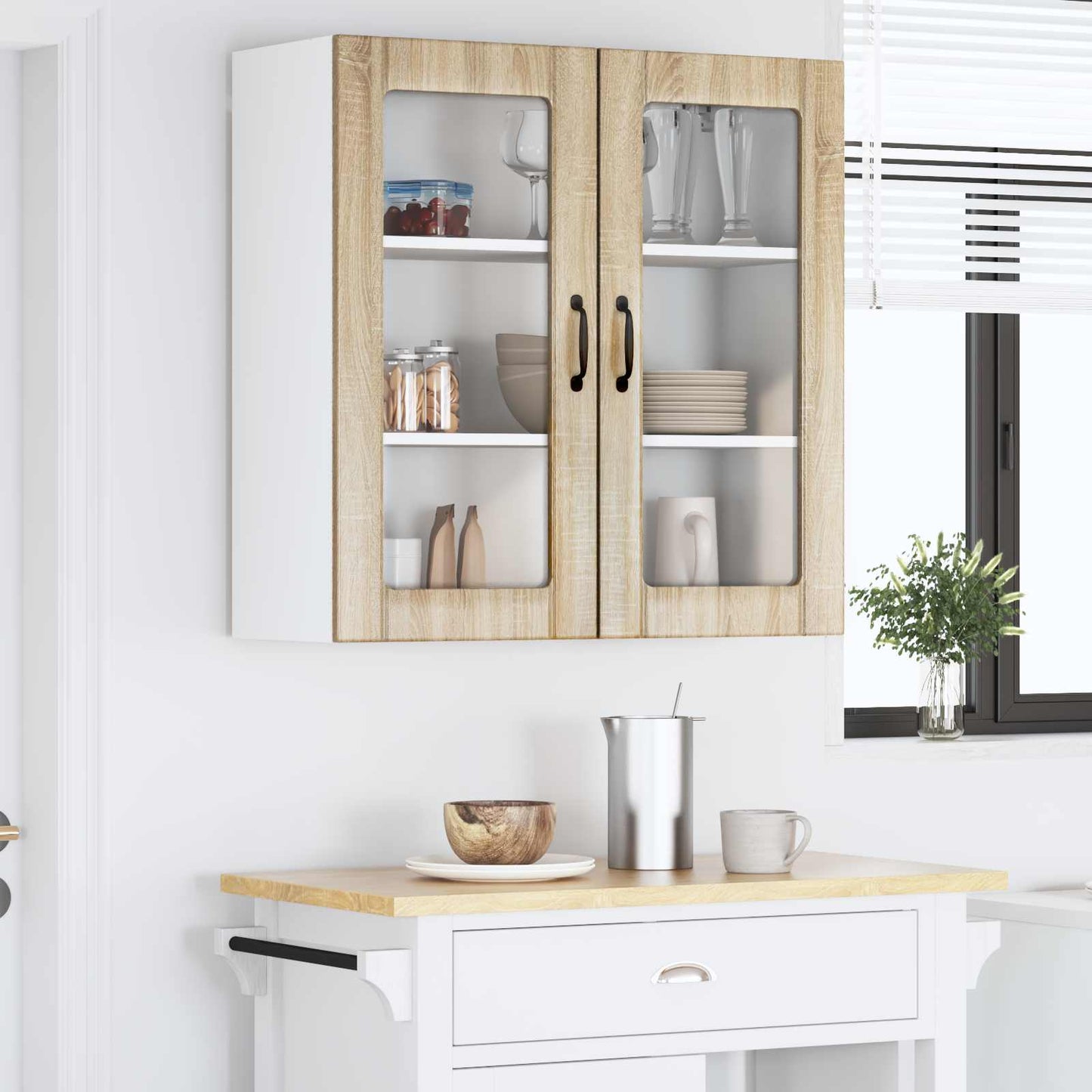 Wandglas-Schrank LUCCA Sonoma-Eiche 80 x 31 x 80 cm