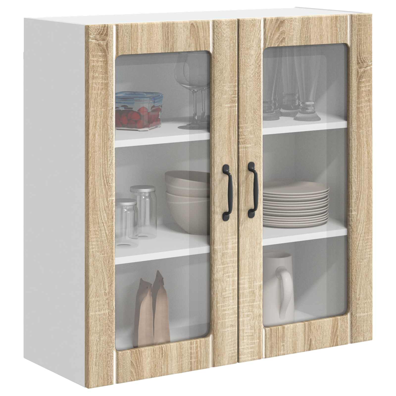 Wandglas-Schrank LUCCA Sonoma-Eiche 80 x 31 x 80 cm