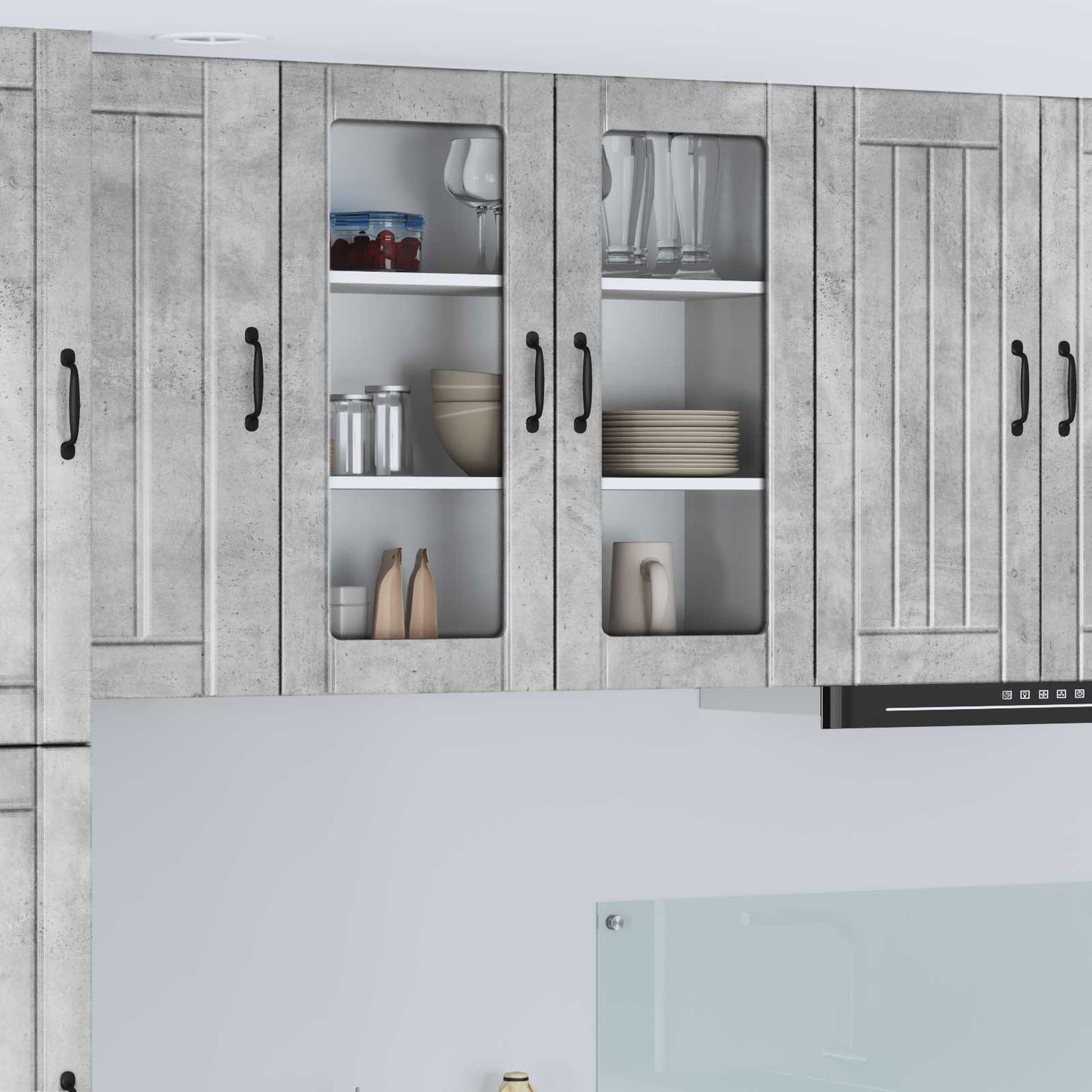 Wandglas-Schrank LUCCA Betongrau 80 x 31 x 80 cm Holzwerkstoff