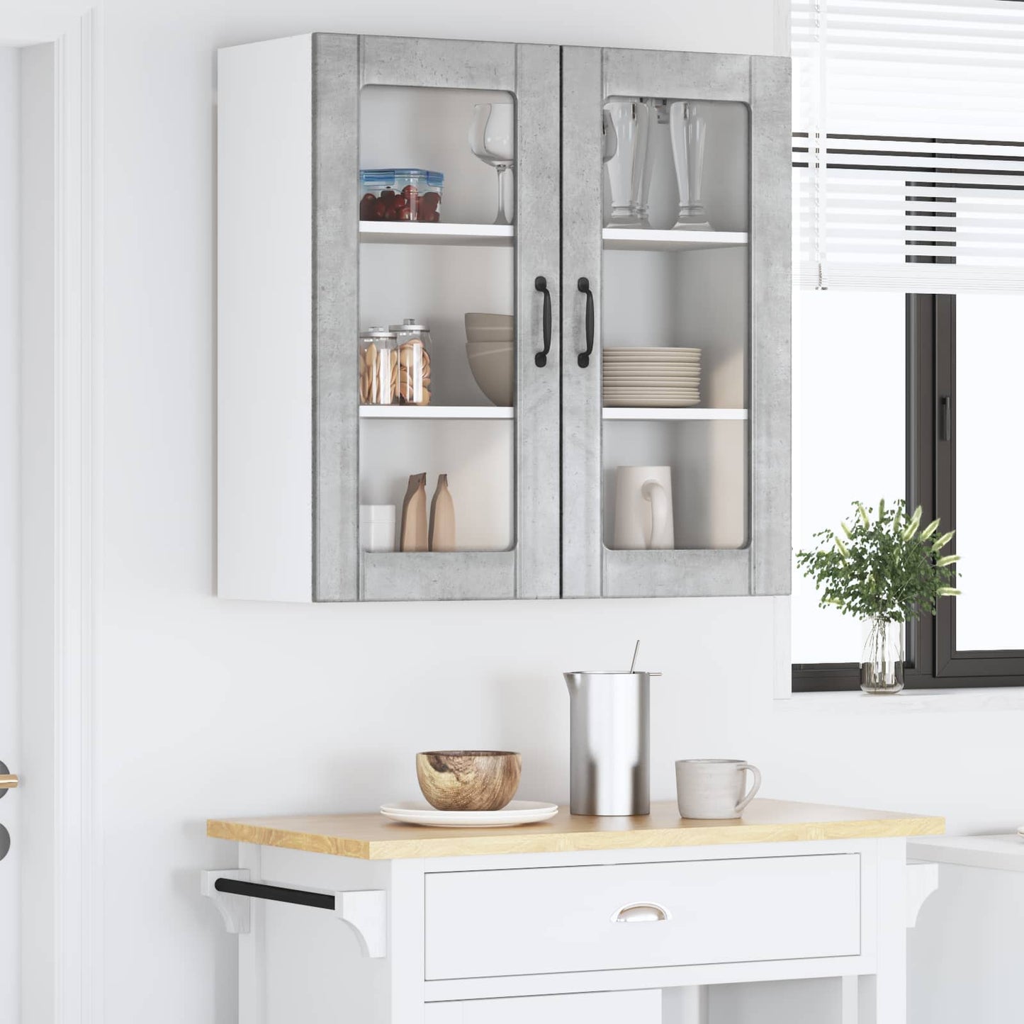 Wandglas-Schrank LUCCA Betongrau 80 x 31 x 80 cm Holzwerkstoff