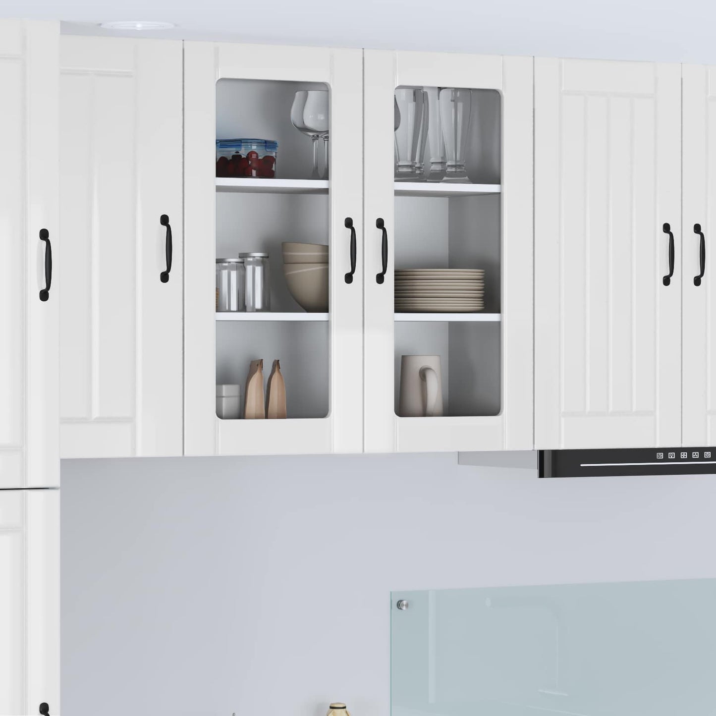 Wandglas-Schrank LUCCA Hochglanz Weiß 80 x 31 x 80 cm