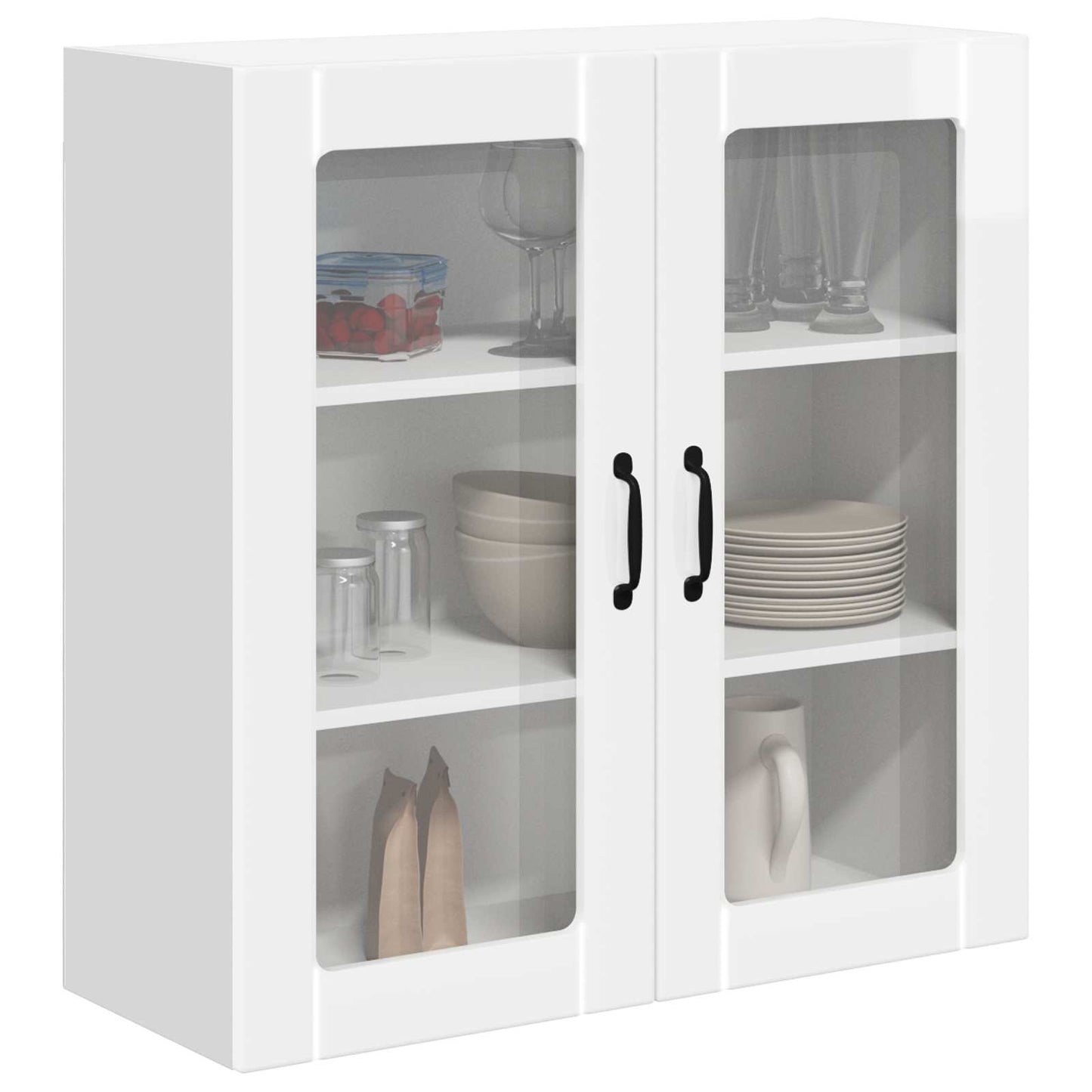 Wandglas-Schrank LUCCA Hochglanz Weiß 80 x 31 x 80 cm