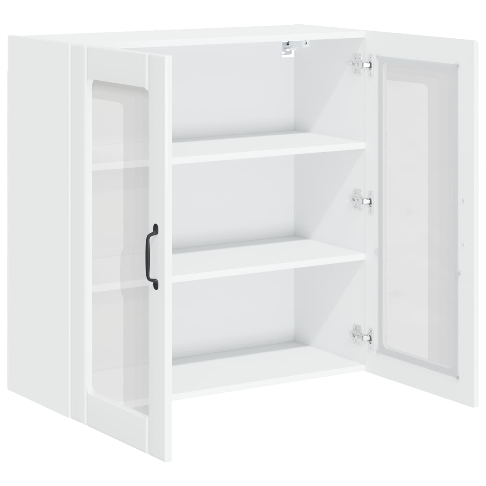 Wandglas-Schrank LUCCA Hochglanz Weiß 80 x 31 x 80 cm