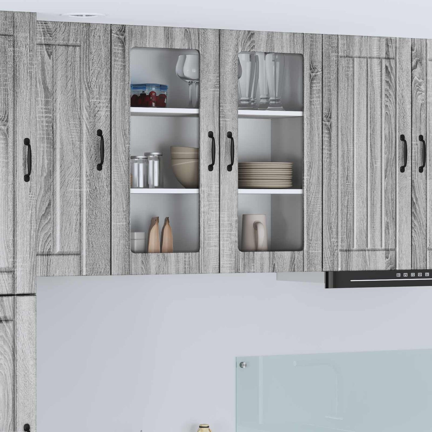 Wandglas-Schrank LUCCA Graues Sonoma 80 x 31 x 80 cm