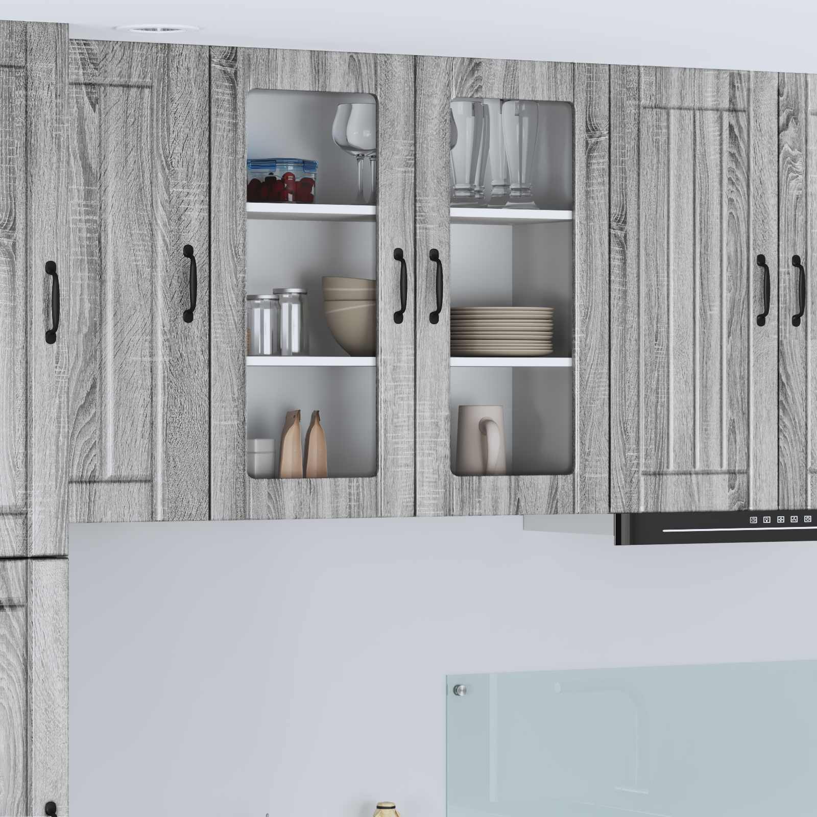 Wandglas-Schrank LUCCA Graues Sonoma 80 x 31 x 80 cm