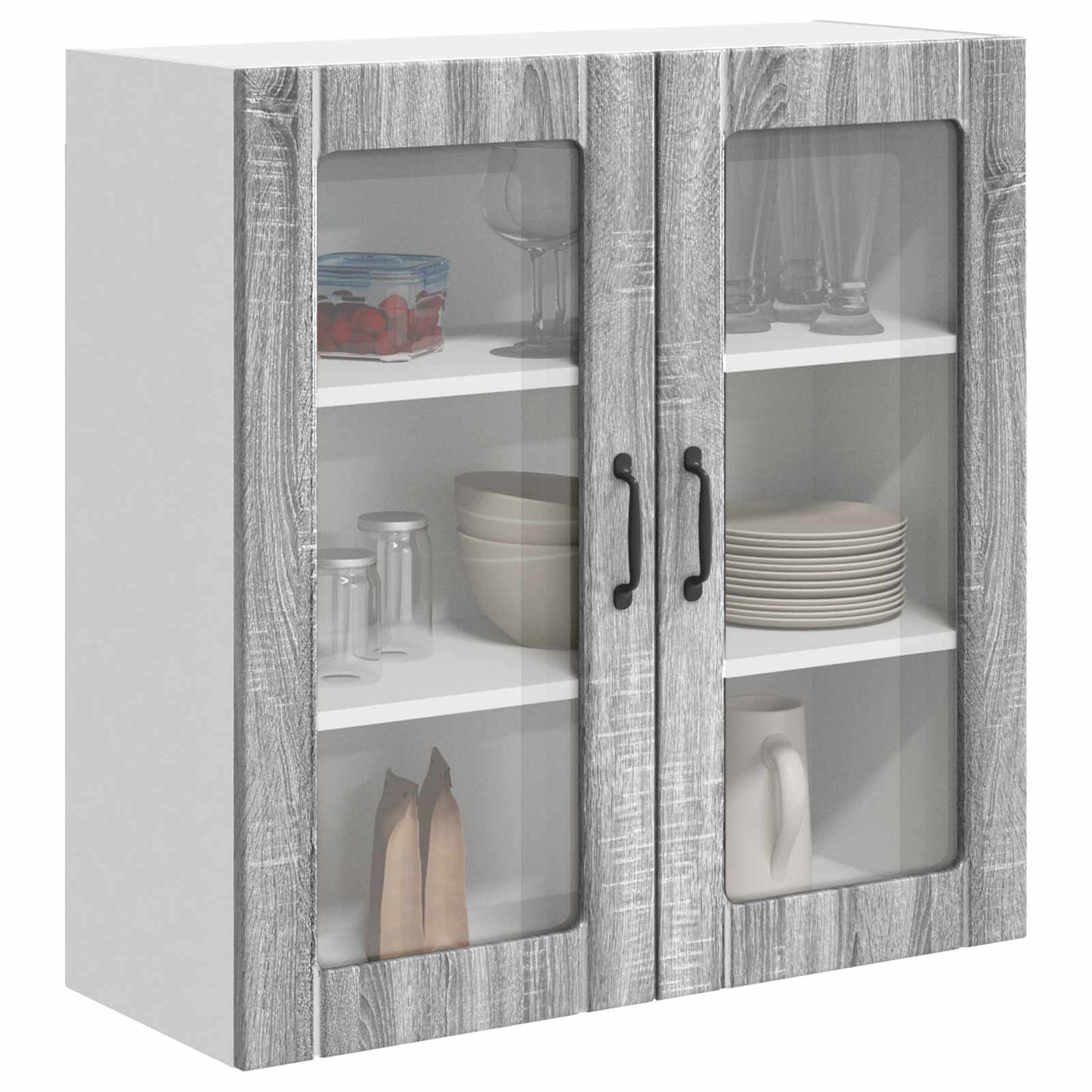 Wandglas-Schrank LUCCA Graues Sonoma 80 x 31 x 80 cm