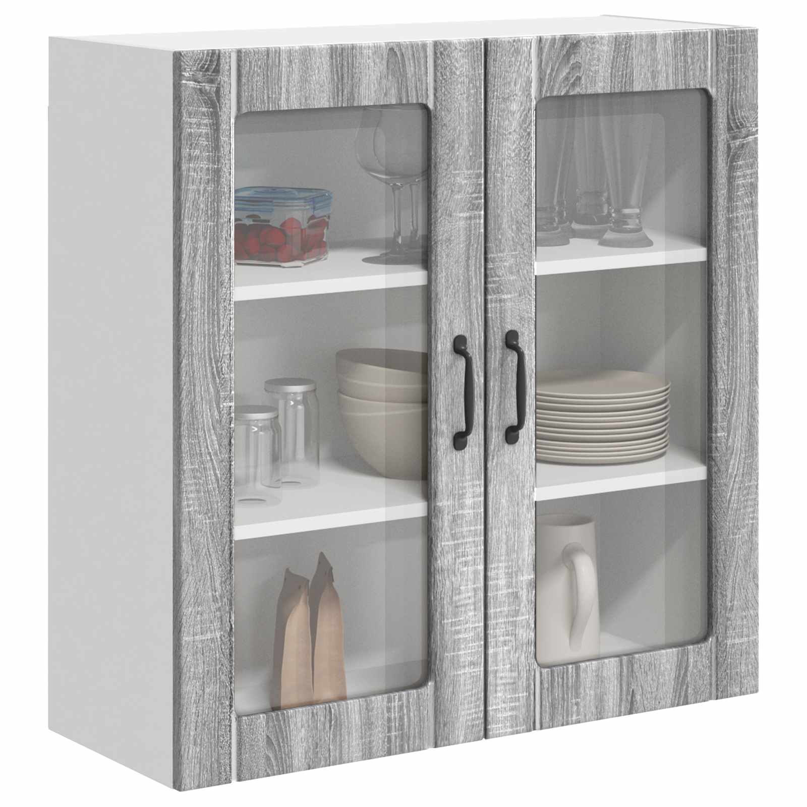 Wandglas-Schrank LUCCA Graues Sonoma 80 x 31 x 80 cm