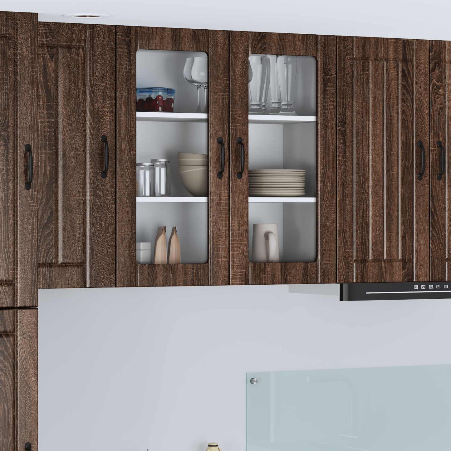 Wandglas-Schrank LUCCA Brauneiche 80 x 31 x 80 cm Holzwerkstoff