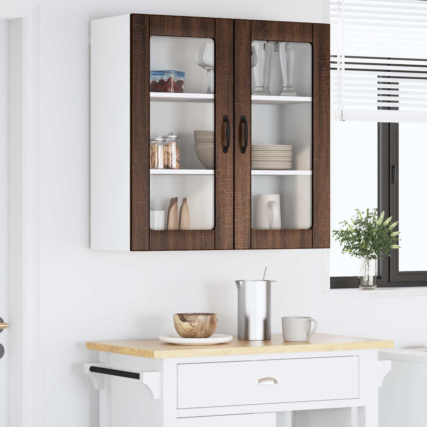 Wandglas-Schrank LUCCA Brauneiche 80 x 31 x 80 cm Holzwerkstoff