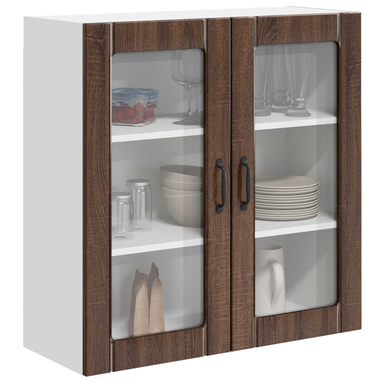 Wandglas-Schrank LUCCA Brauneiche 80 x 31 x 80 cm Holzwerkstoff
