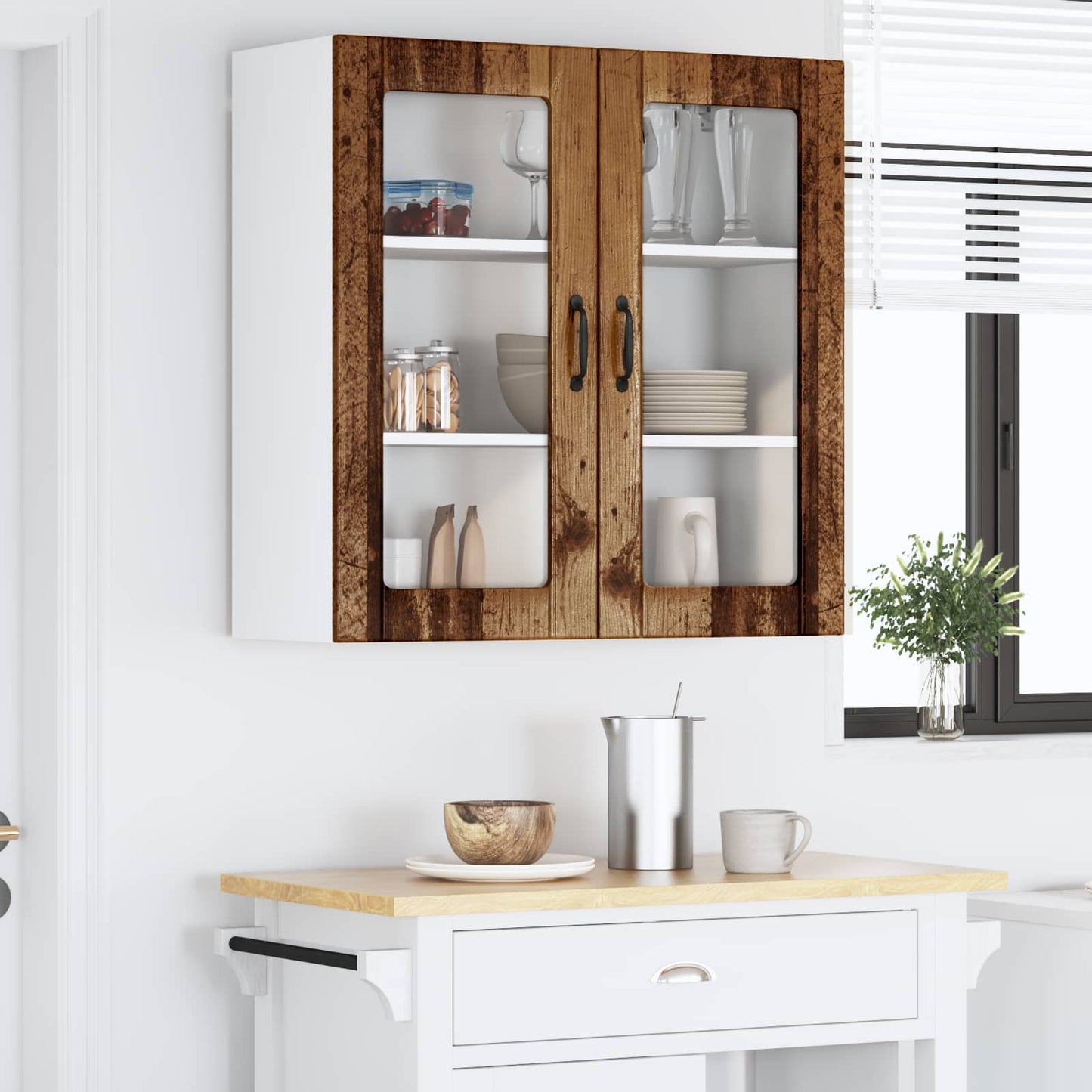 Wandglas-Schrank LUCCA Altholz 80 x 31 x 80 cm Holzwerkstoff