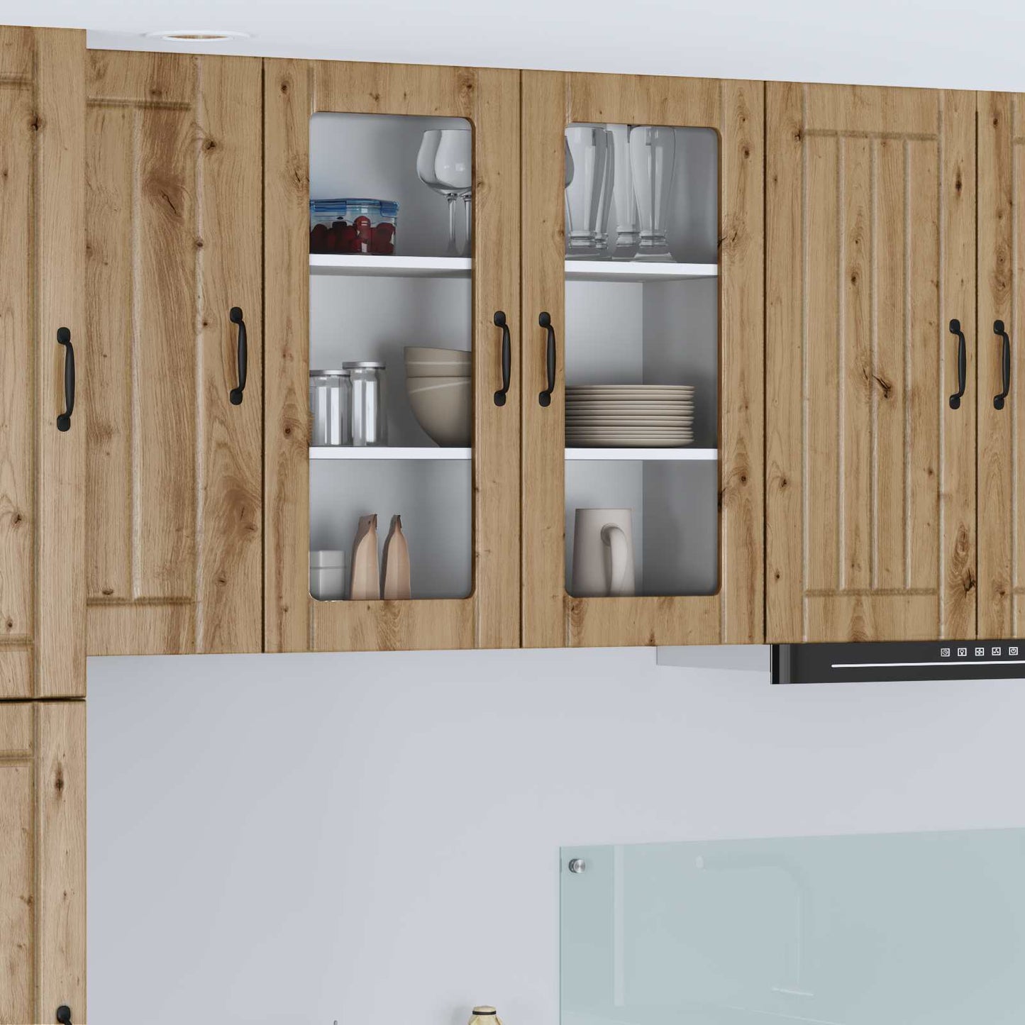 Wandglas-Schrank LUCCA Artisan-Eiche 80 x 31 x 80 cm