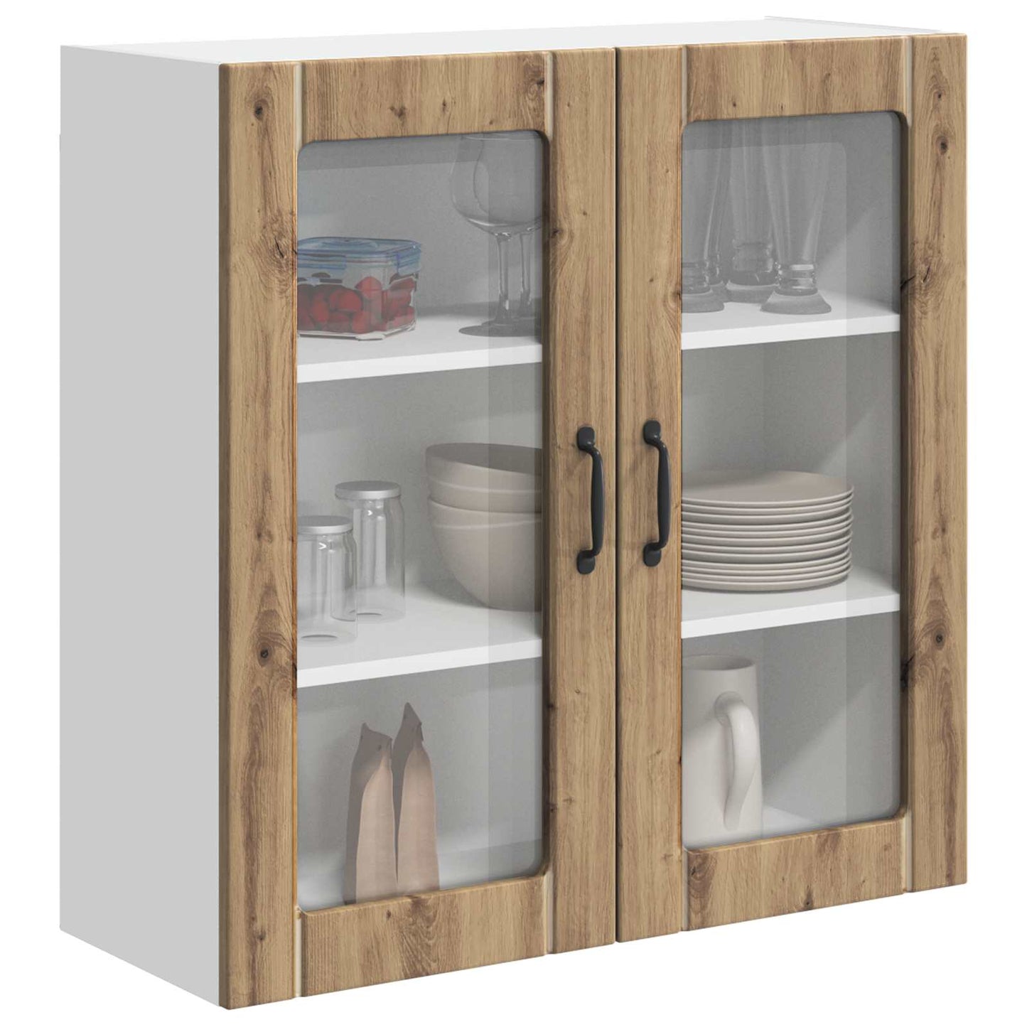 Wandglas-Schrank LUCCA Artisan-Eiche 80 x 31 x 80 cm