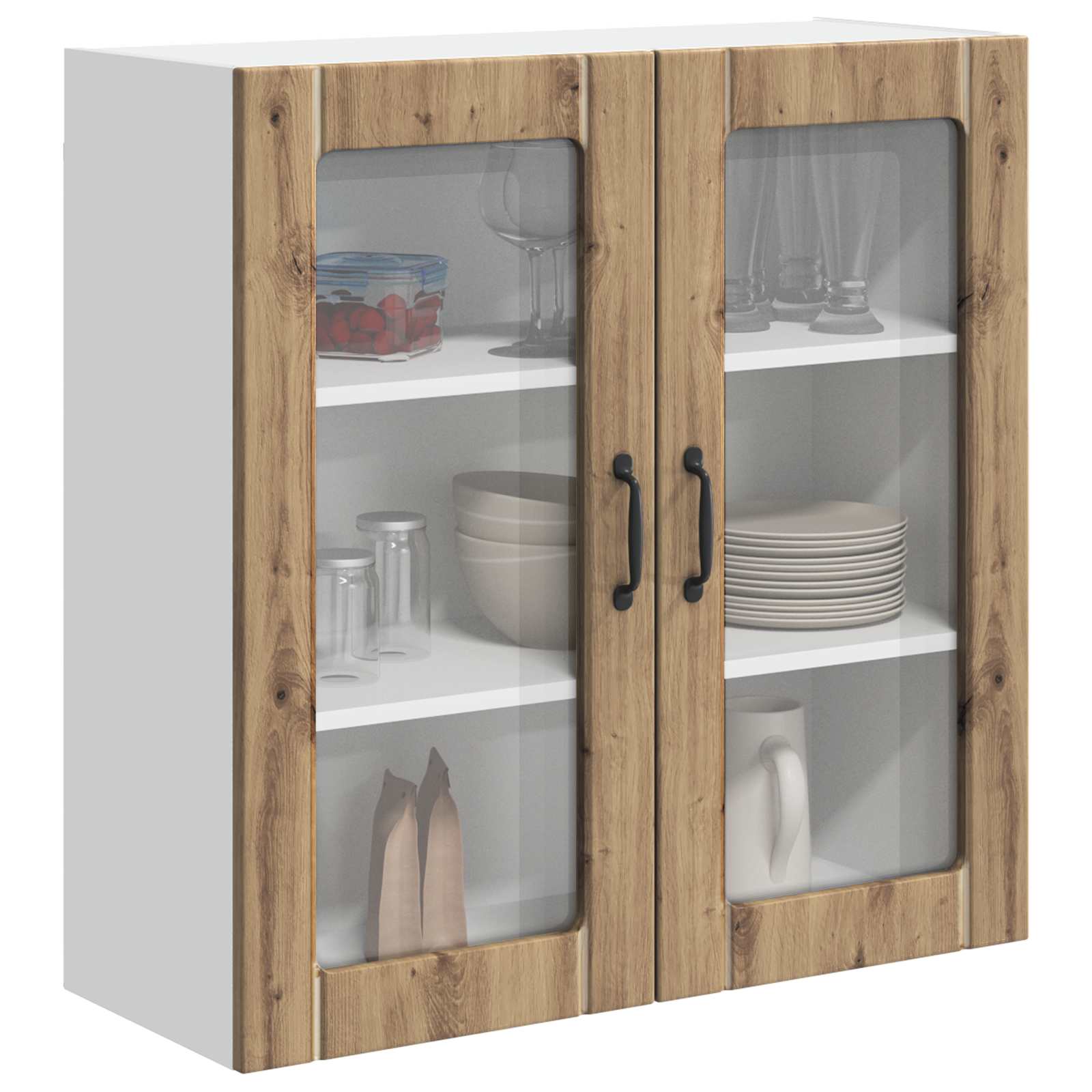 Wandglas-Schrank LUCCA Artisan-Eiche 80 x 31 x 80 cm