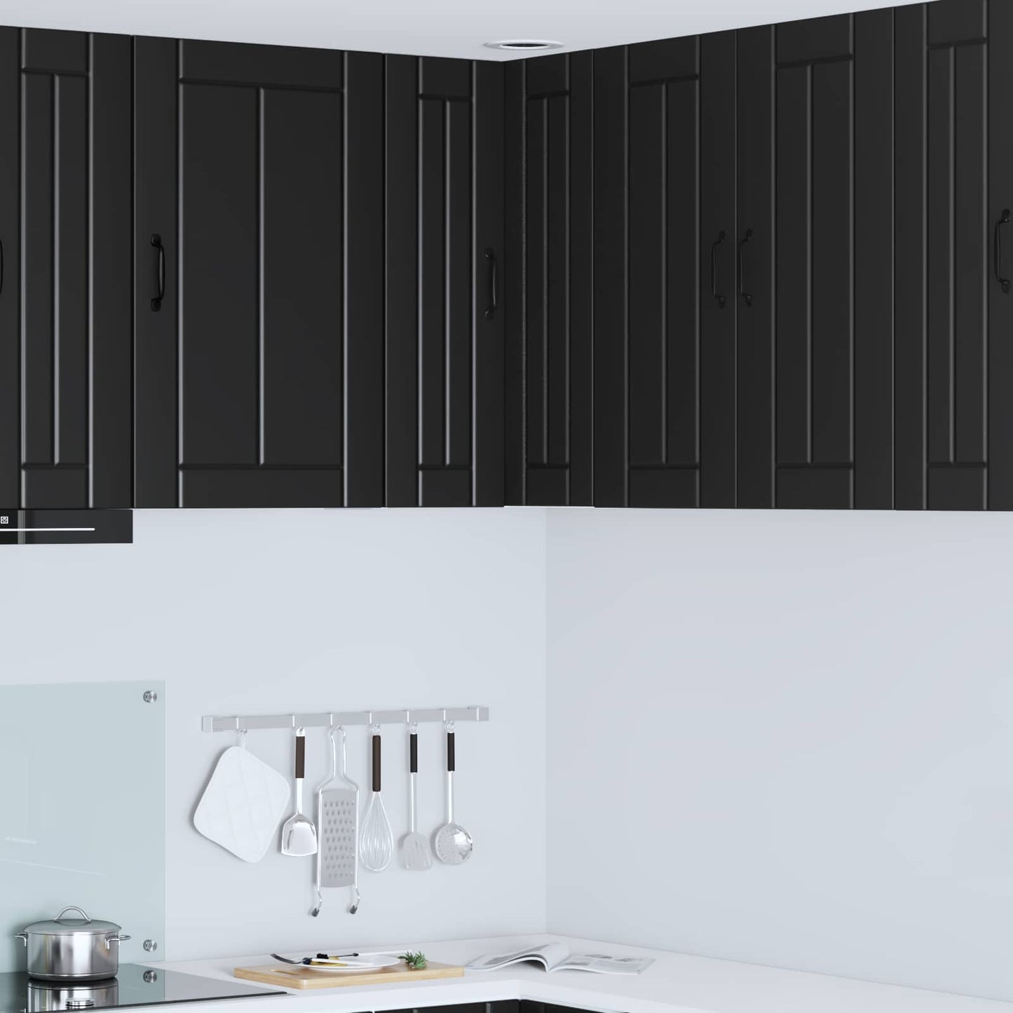 Wand-Eckschrank LUCCA Schwarz 57 x 57 x 80 cm Holzwerkstoff