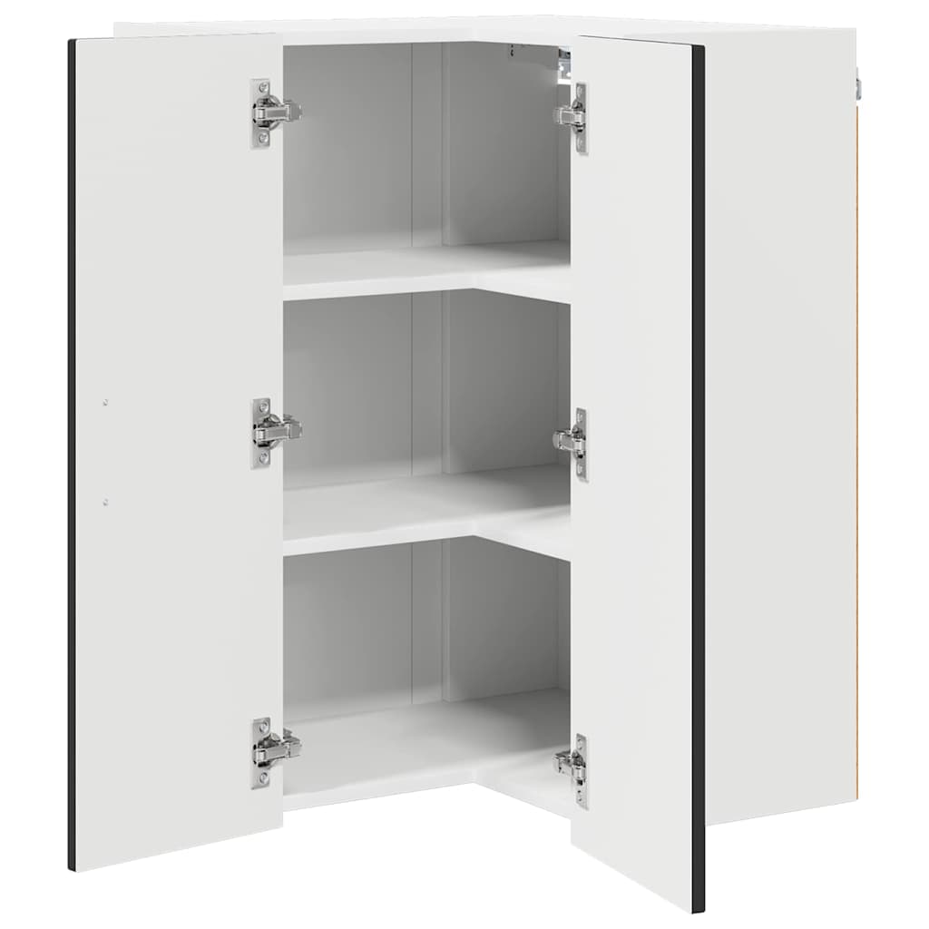 Wand-Eckschrank LUCCA Schwarz 57 x 57 x 80 cm Holzwerkstoff