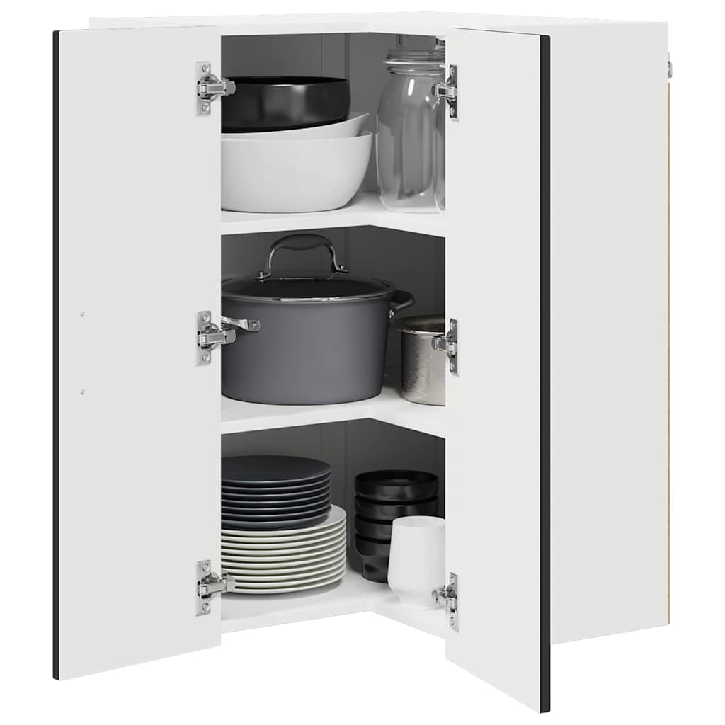 Wand-Eckschrank LUCCA Schwarz 57 x 57 x 80 cm Holzwerkstoff