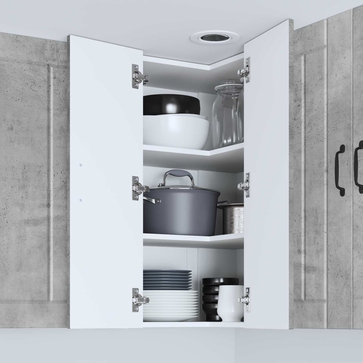 Wand-Eckschrank LUCCA Betongrau 57 x 57 x 80 cm Holzwerkstoff