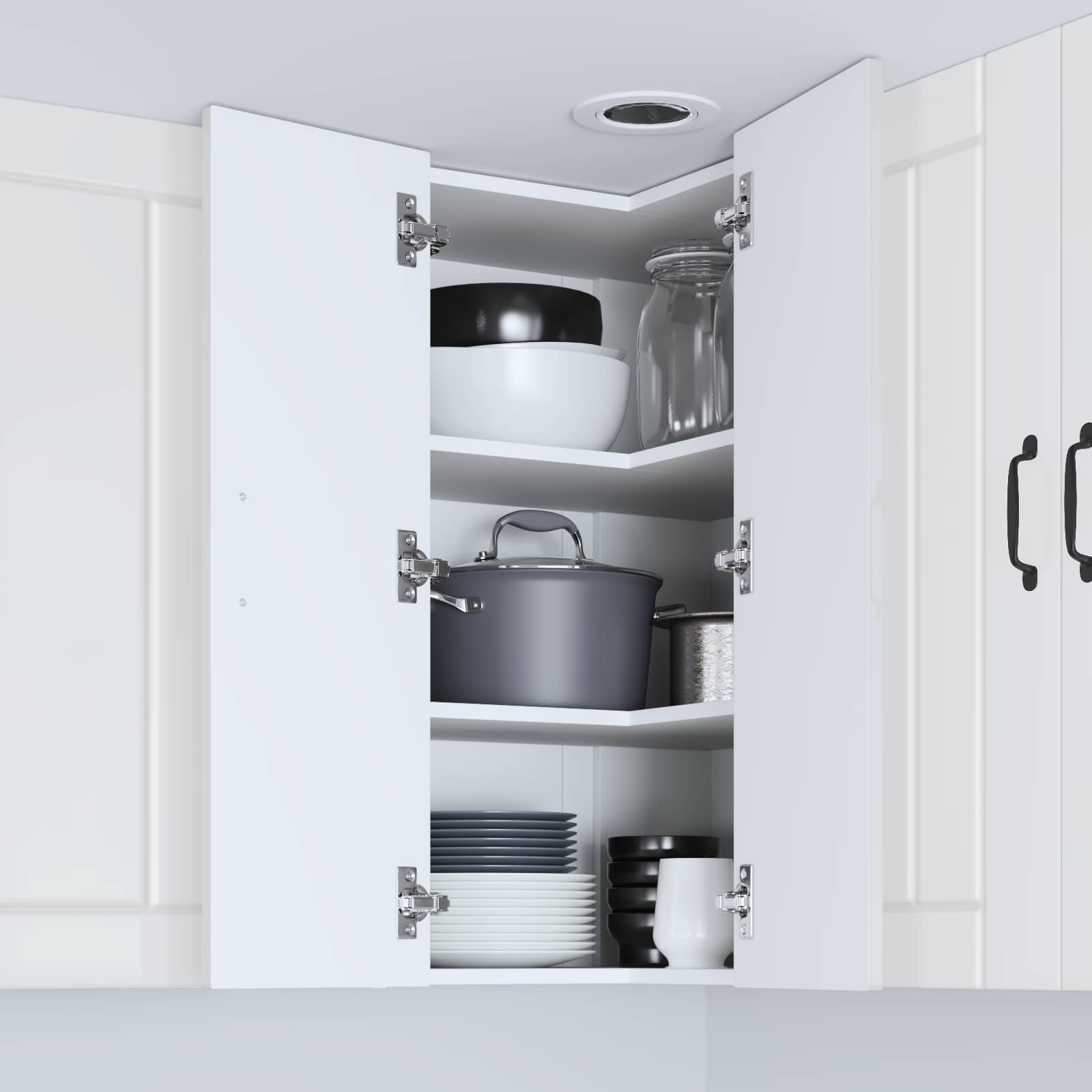 Wand-Eckschrank LUCCA Hochglanz Weiß 57 x 57 x 80 cm