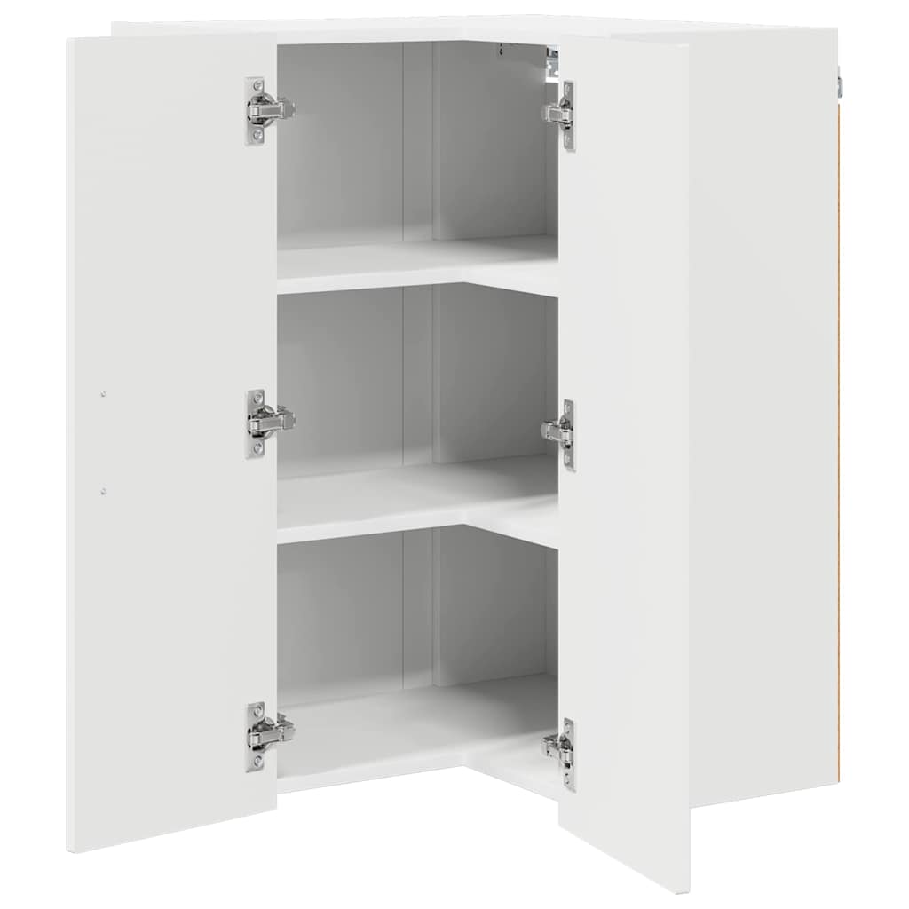 Wand-Eckschrank LUCCA Hochglanz Weiß 57 x 57 x 80 cm