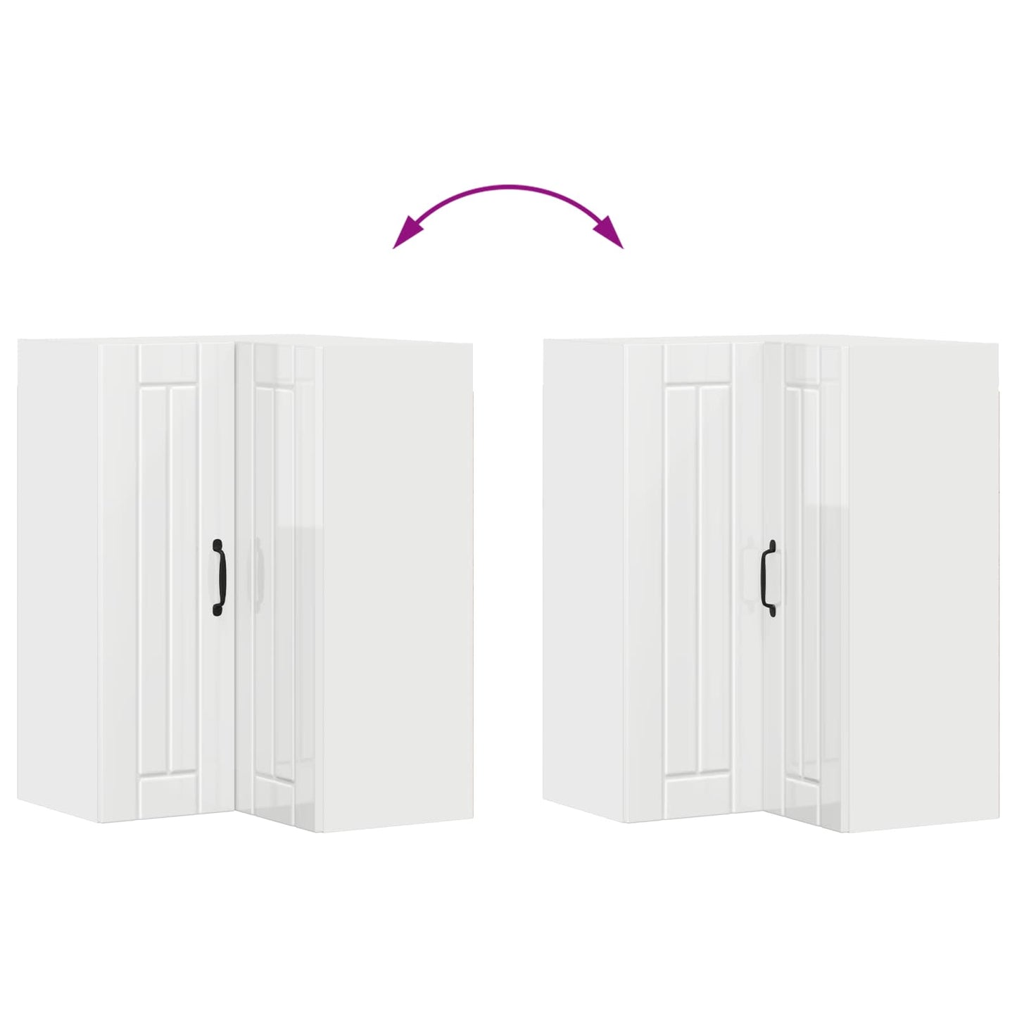 Wand-Eckschrank LUCCA Hochglanz Weiß 57 x 57 x 80 cm