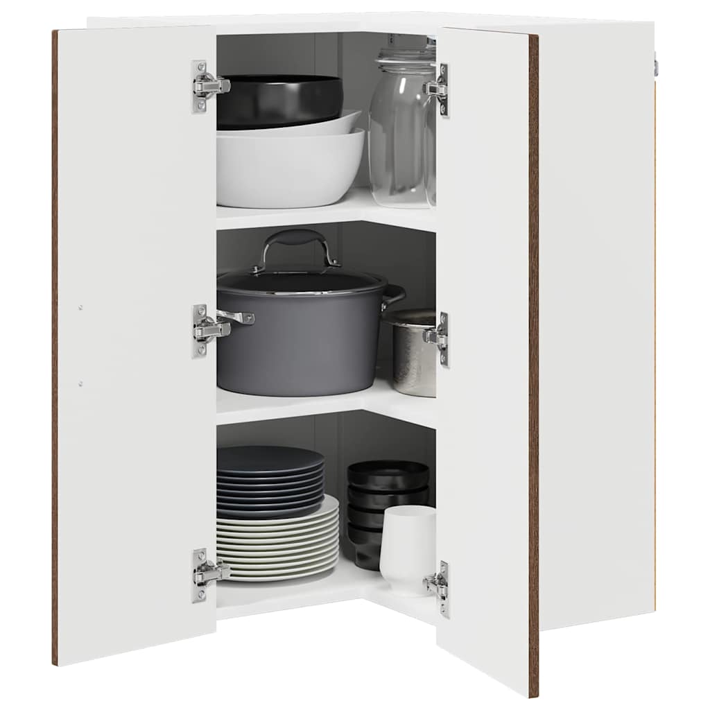 Wand-Eckschrank LUCCA Brauneiche 57 x 57 x 80 cm Holzwerkstoff