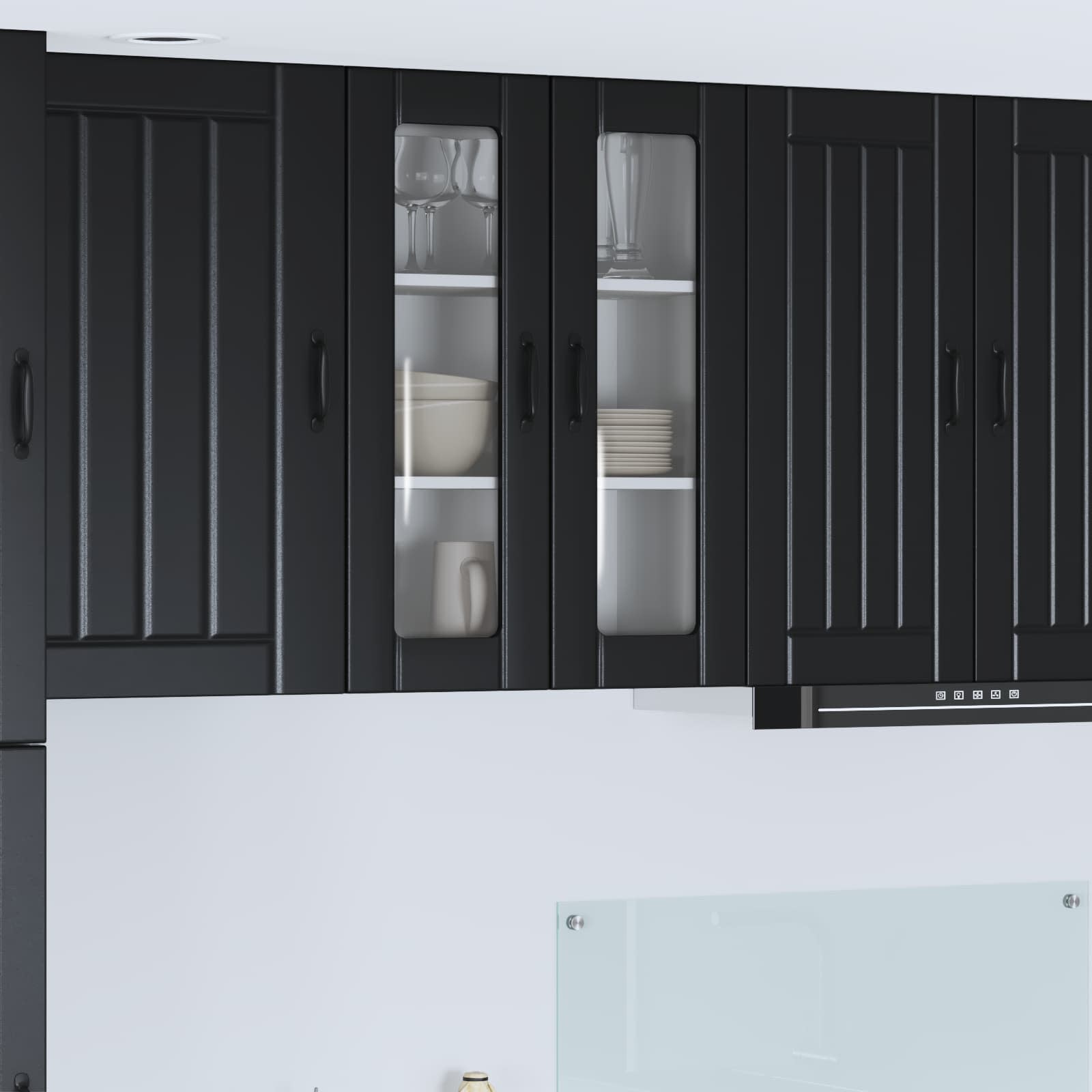 Wandglas-Schrank LUCCA Schwarz 60 x 31 x 80 cm Holzwerkstoff