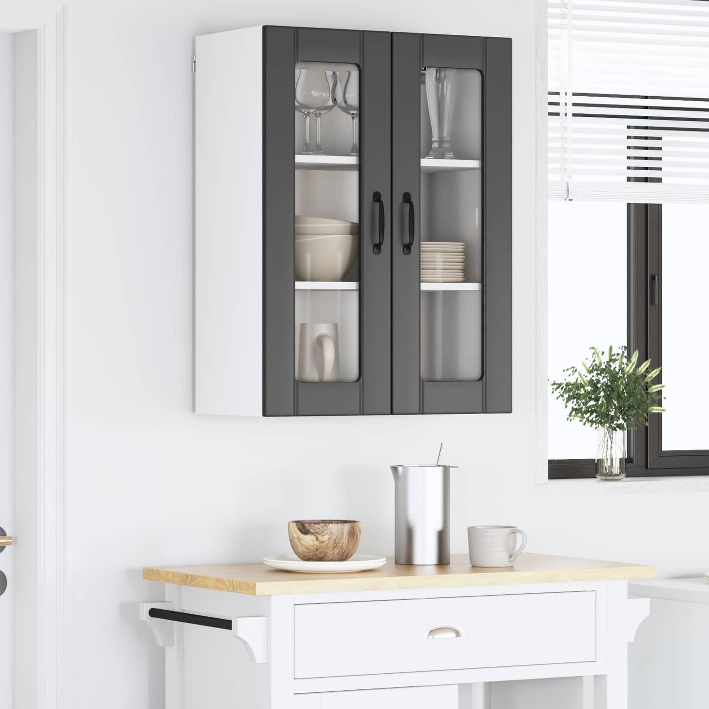 Wandglas-Schrank LUCCA Schwarz 60 x 31 x 80 cm Holzwerkstoff