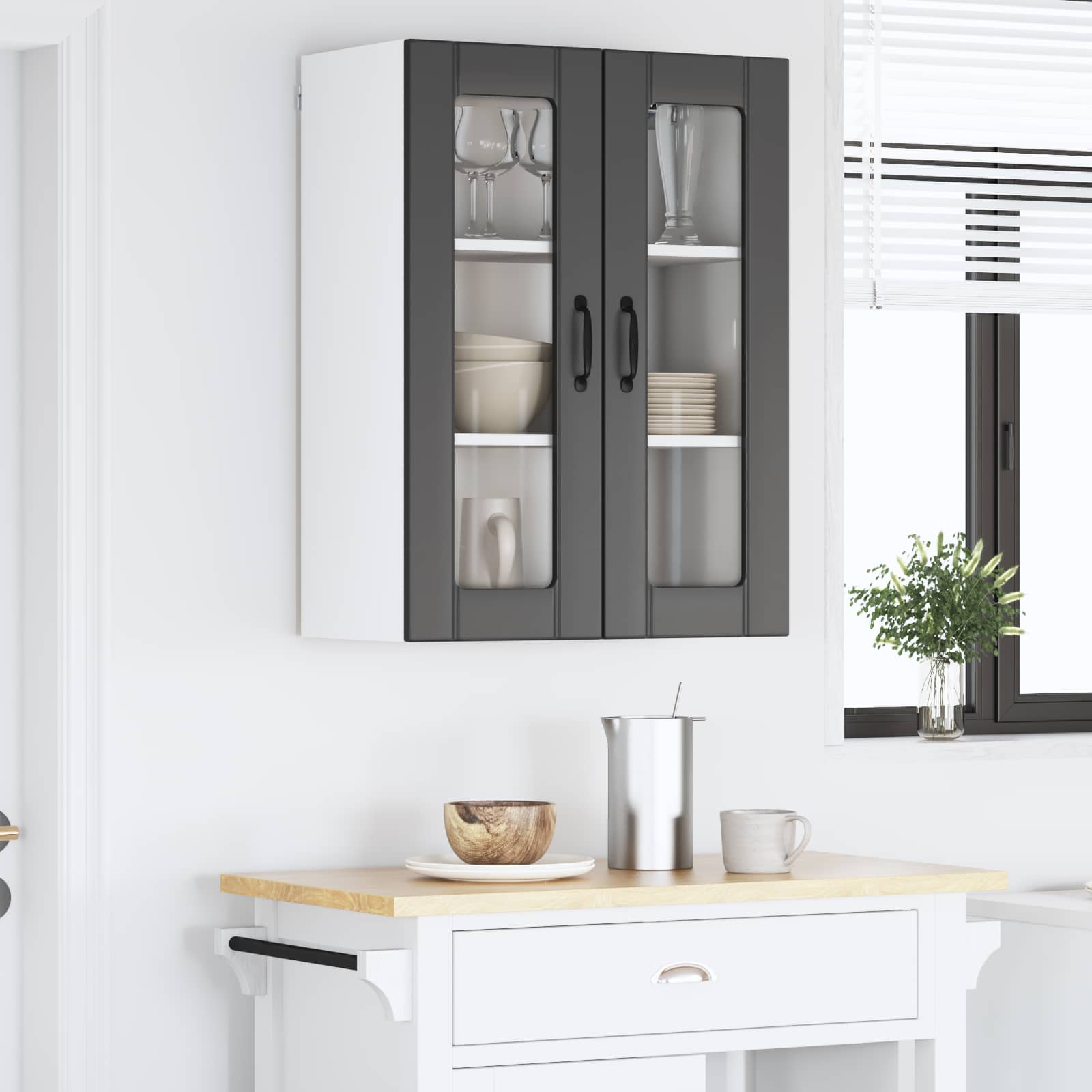 Wandglas-Schrank LUCCA Schwarz 60 x 31 x 80 cm Holzwerkstoff