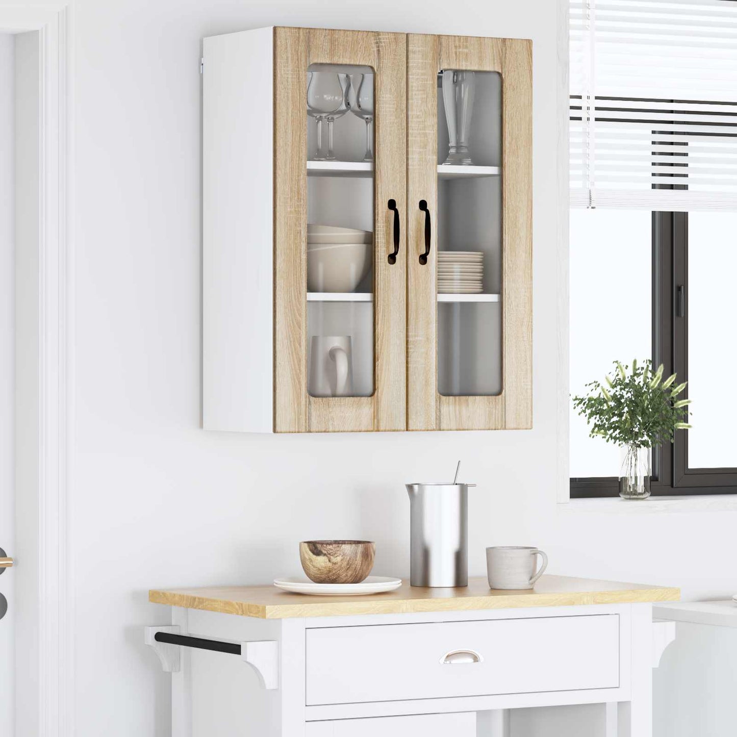 Wandglas-Schrank LUCCA Sonoma-Eiche 60 x 31 x 80 cm