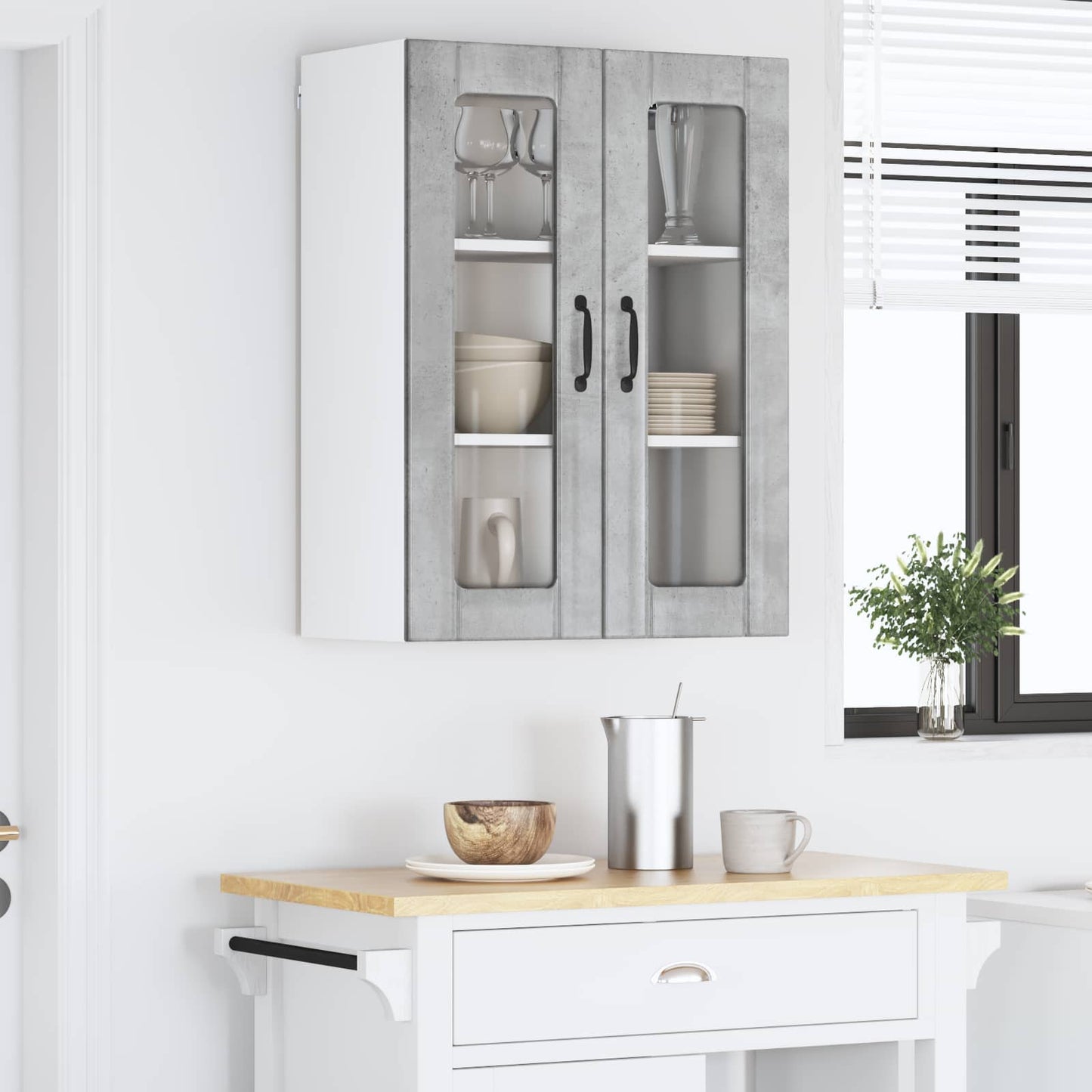 Wandglas-Schrank LUCCA Betongrau 60 x 31 x 80 cm Holzwerkstoff