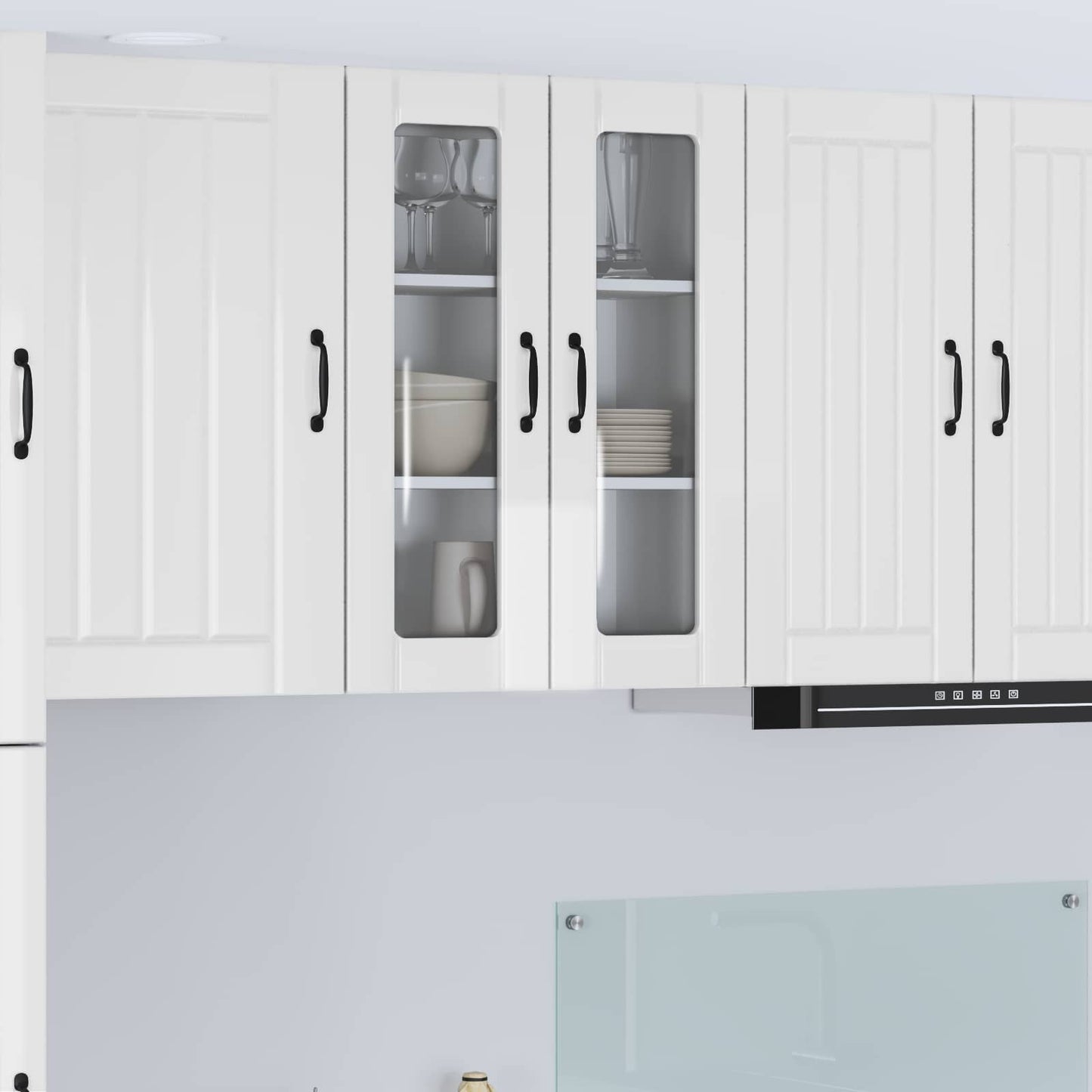 Wandglas-Schrank LUCCA Hochglanz Weiß 60 x 31 x 80 cm