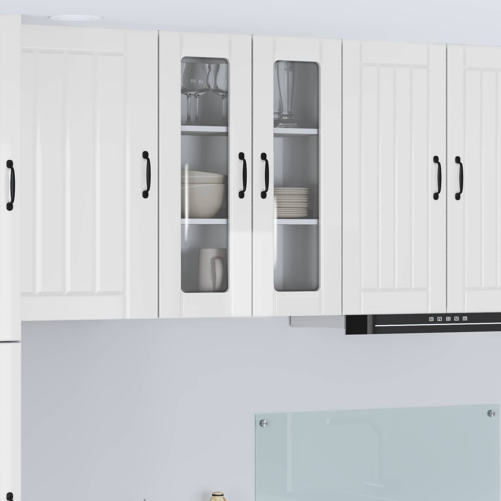 Wandglas-Schrank LUCCA Hochglanz Weiß 60 x 31 x 80 cm