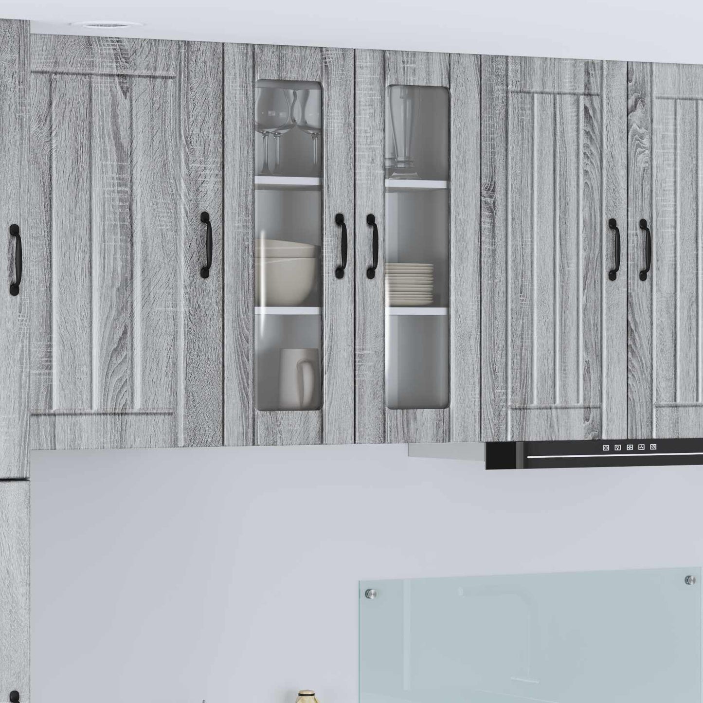 Wandglas-Schrank LUCCA Graues Sonoma 60 x 31 x 80 cm