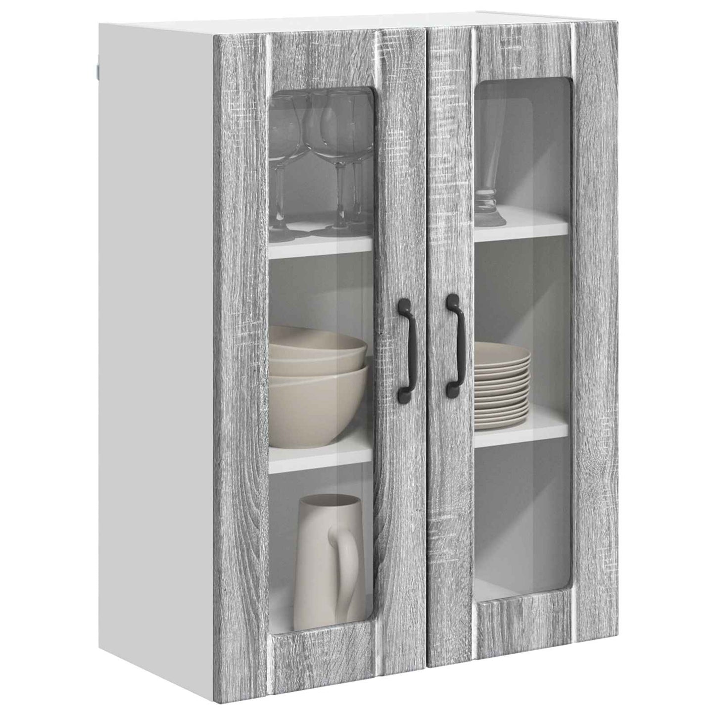 Wandglas-Schrank LUCCA Graues Sonoma 60 x 31 x 80 cm