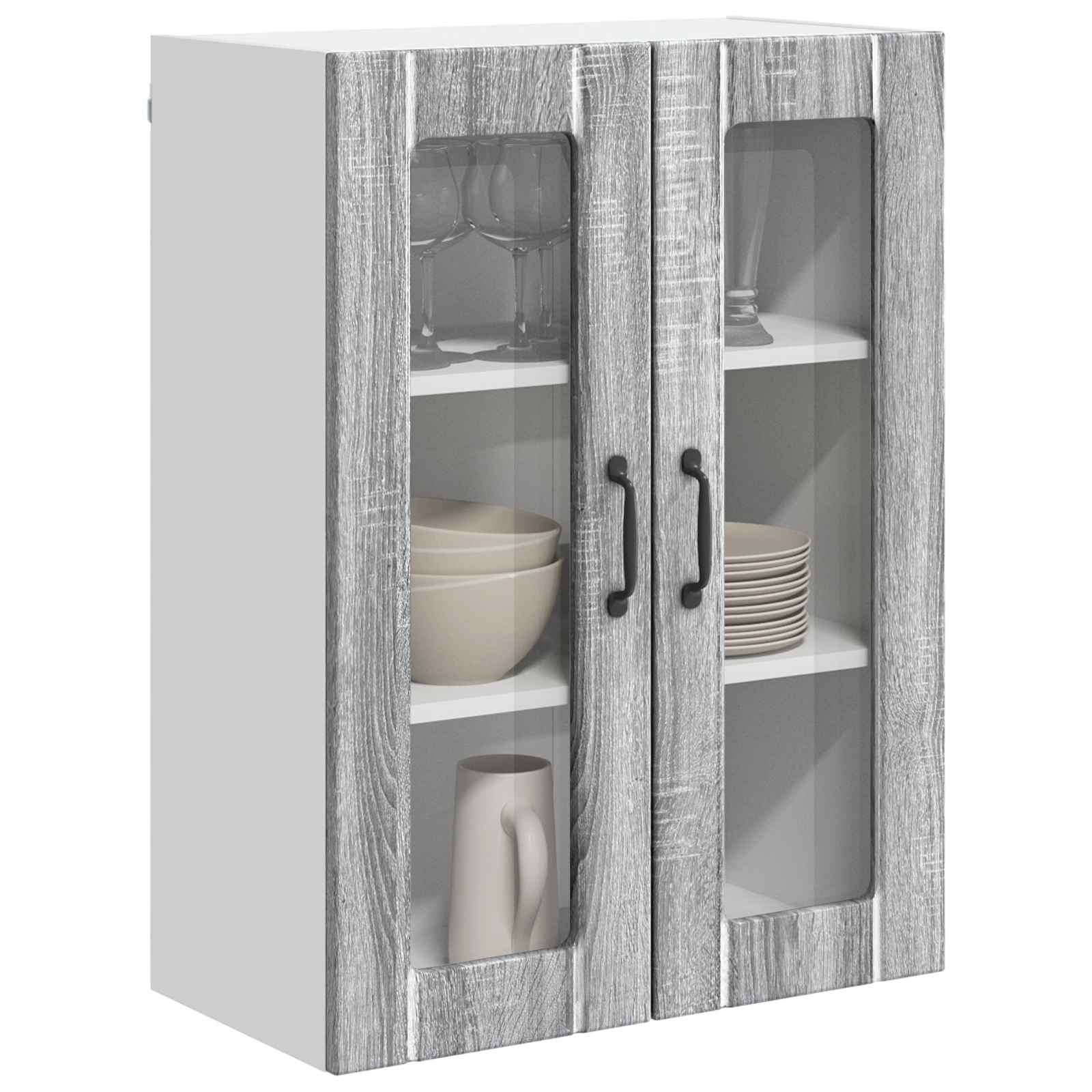 Wandglas-Schrank LUCCA Graues Sonoma 60 x 31 x 80 cm