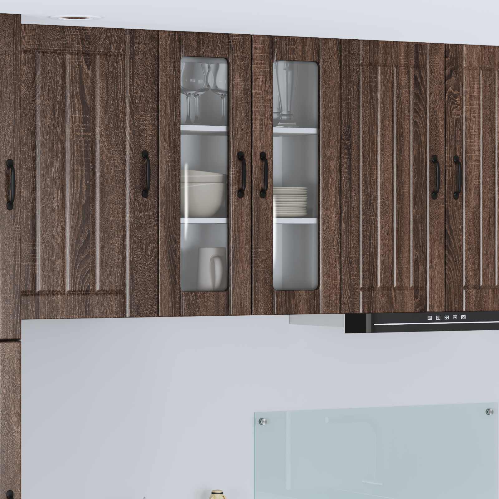Wandglas-Schrank LUCCA Brauneiche 60 x 31 x 80 cm Holzwerkstoff