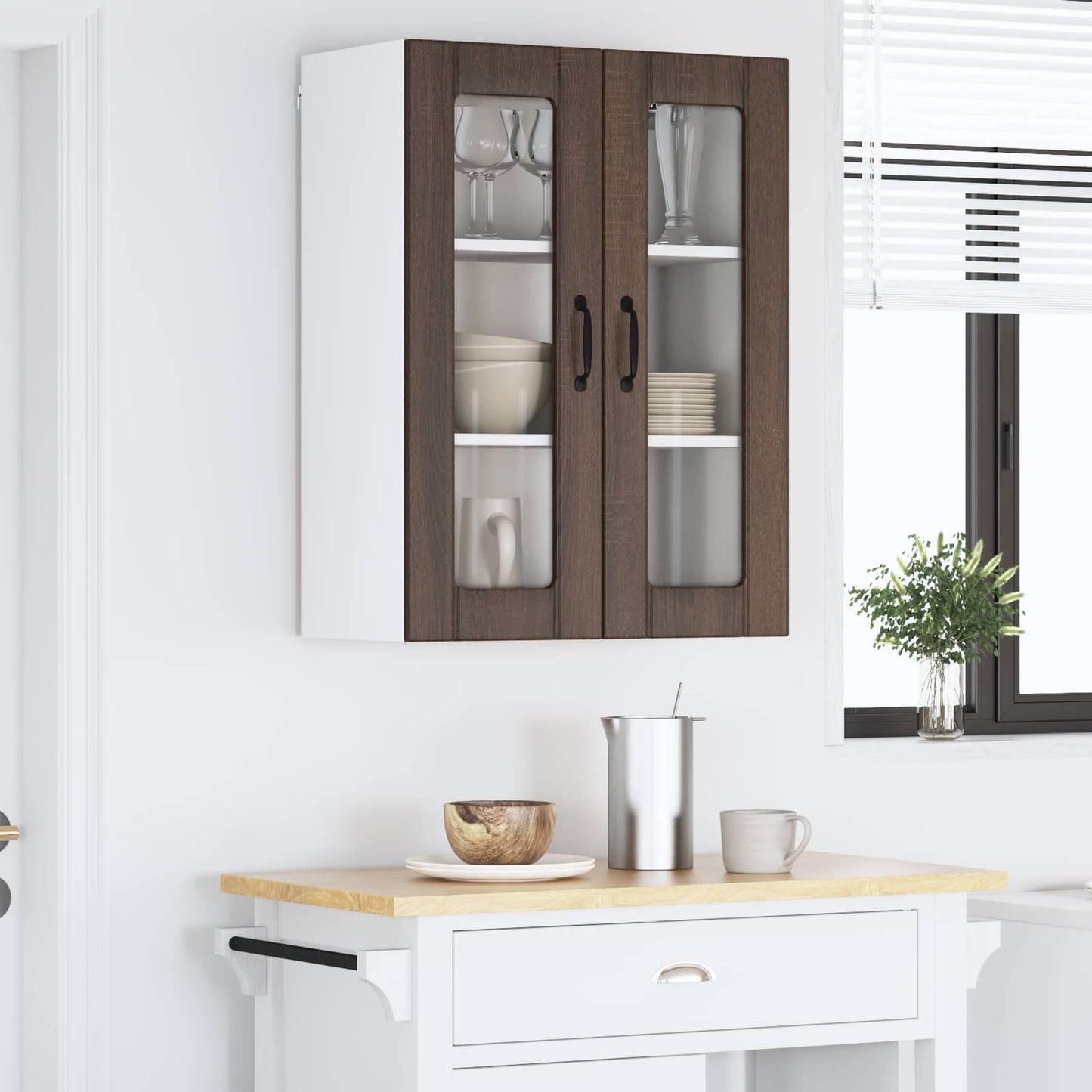 Wandglas-Schrank LUCCA Brauneiche 60 x 31 x 80 cm Holzwerkstoff