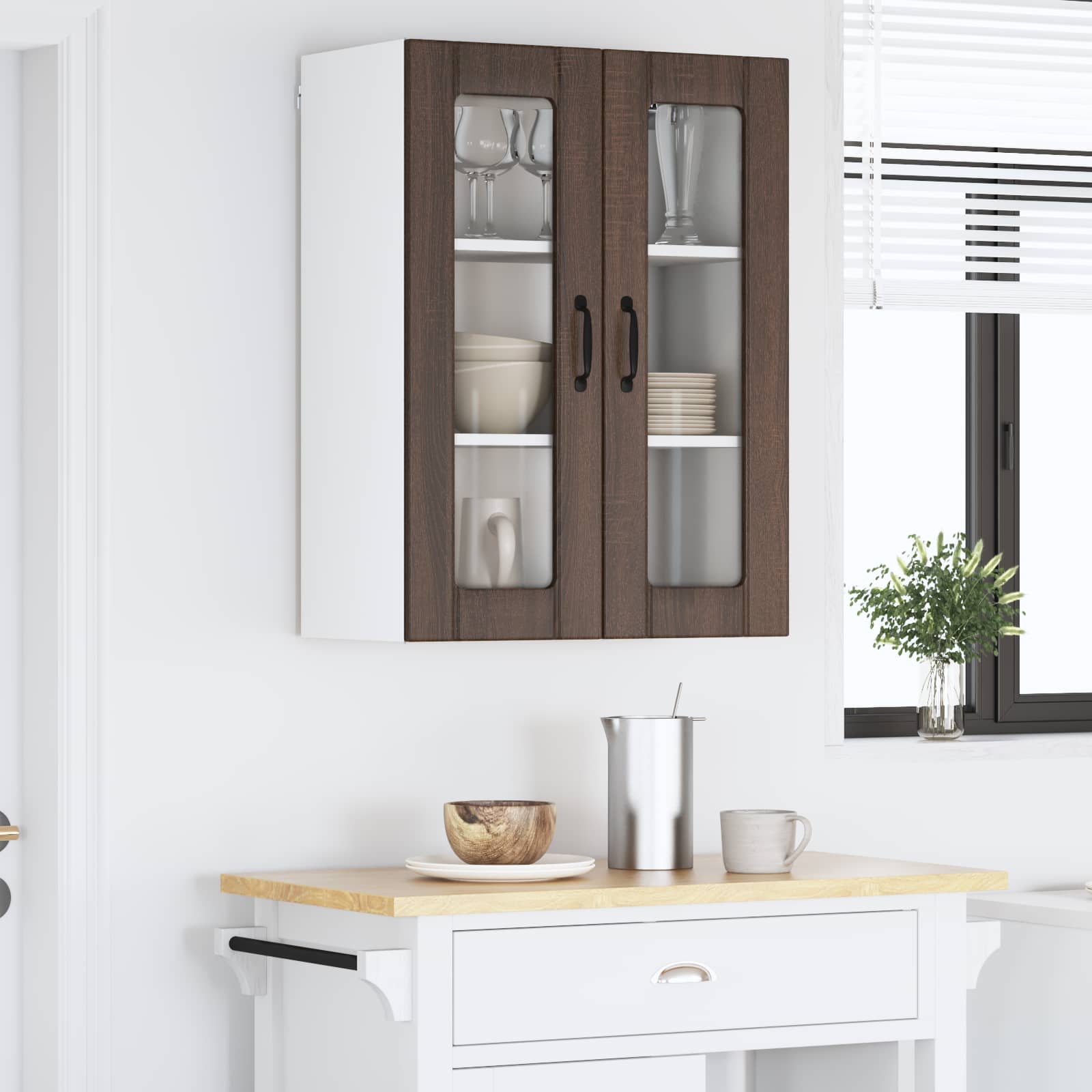 Wandglas-Schrank LUCCA Brauneiche 60 x 31 x 80 cm Holzwerkstoff
