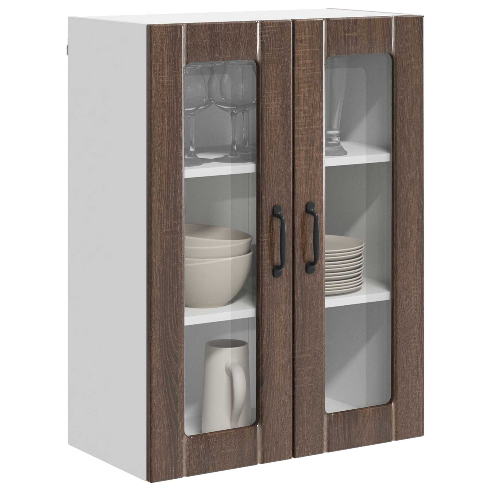 Wandglas-Schrank LUCCA Brauneiche 60 x 31 x 80 cm Holzwerkstoff