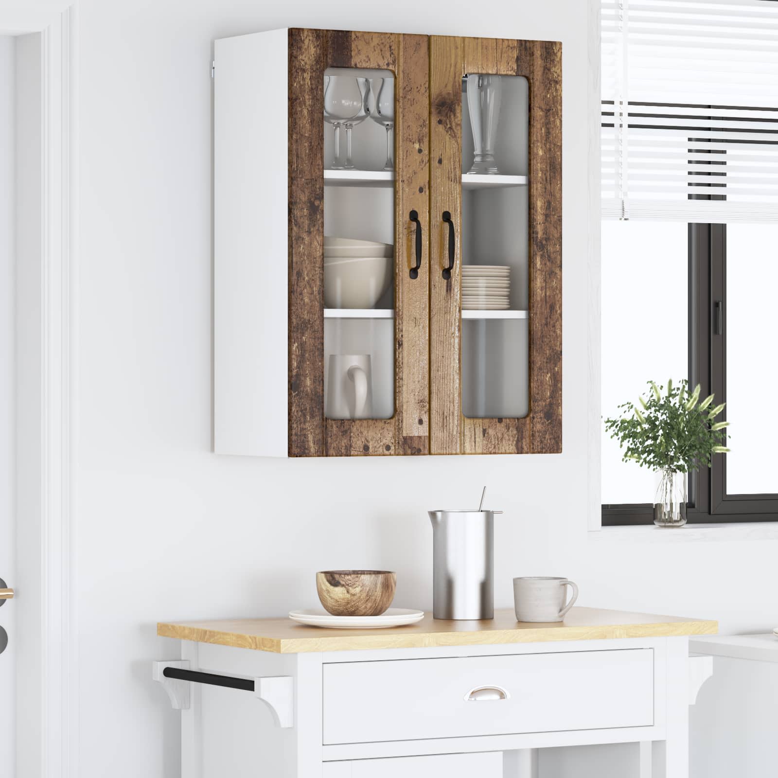 Wandglas-Schrank LUCCA Altholz 60 x 31 x 80 cm Holzwerkstoff