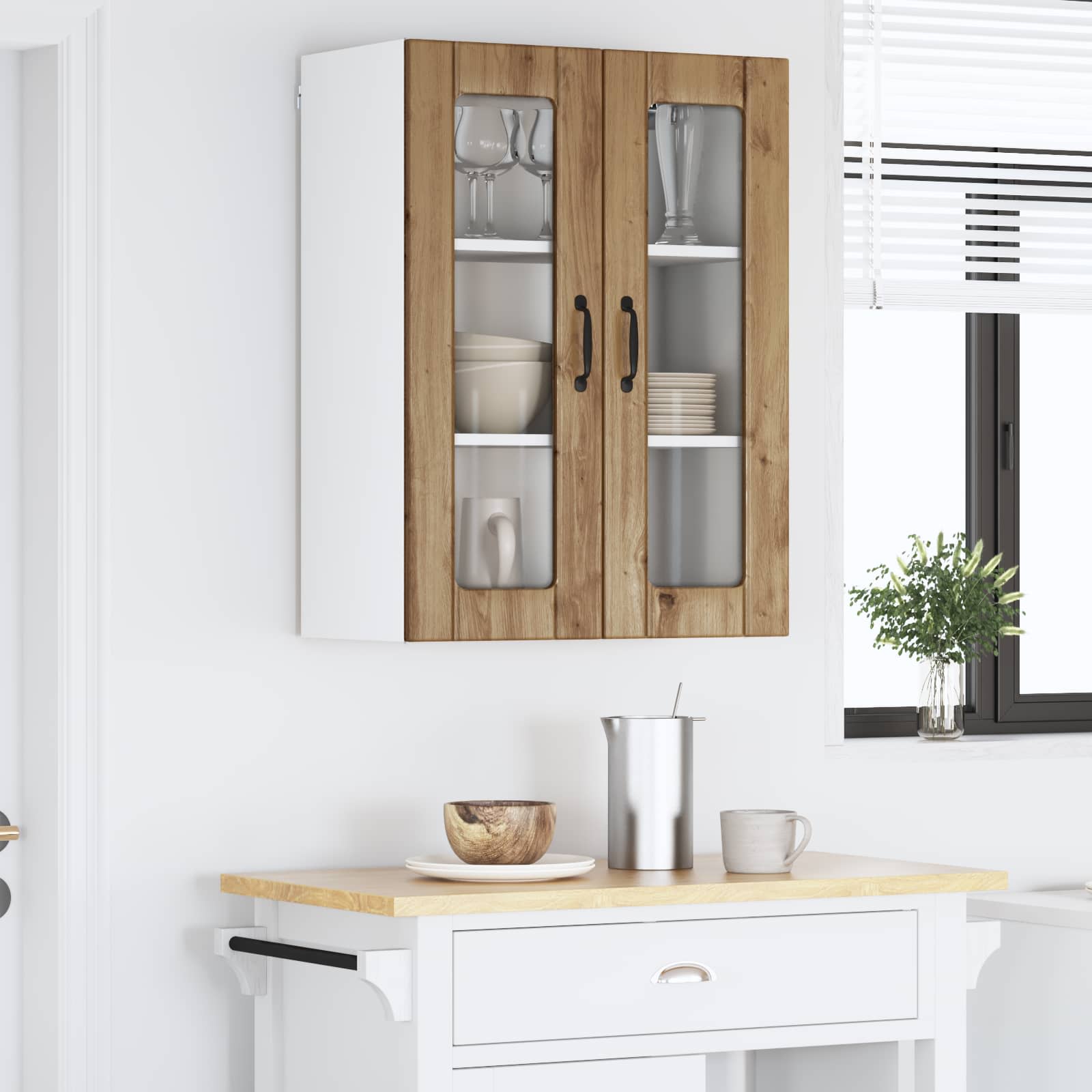 Wandglas-Schrank LUCCA Artisan-Eiche 60 x 31 x 80 cm