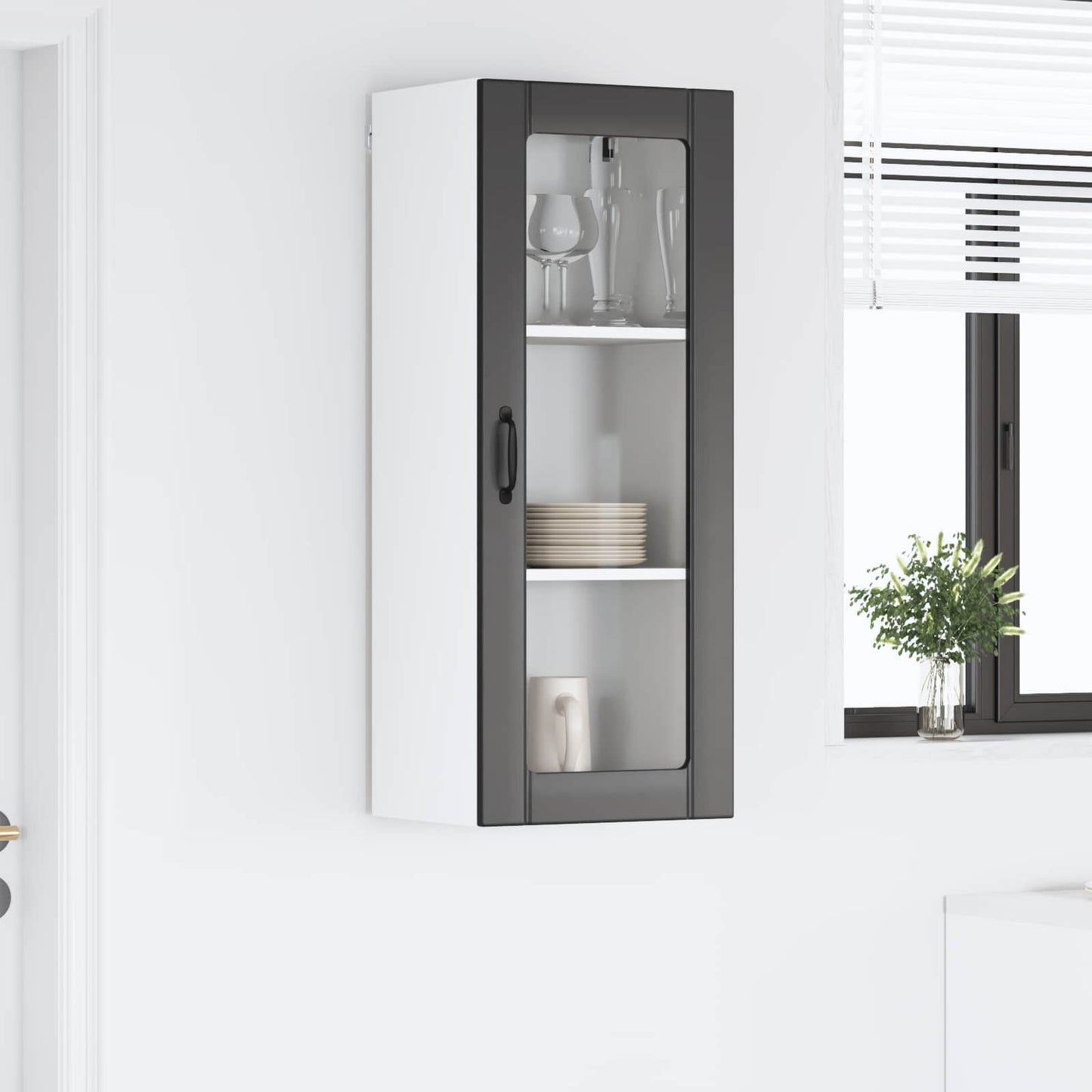 Wandglas-Schrank LUCCA Schwarz 40 x 31 x 100 cm Holzwerkstoff