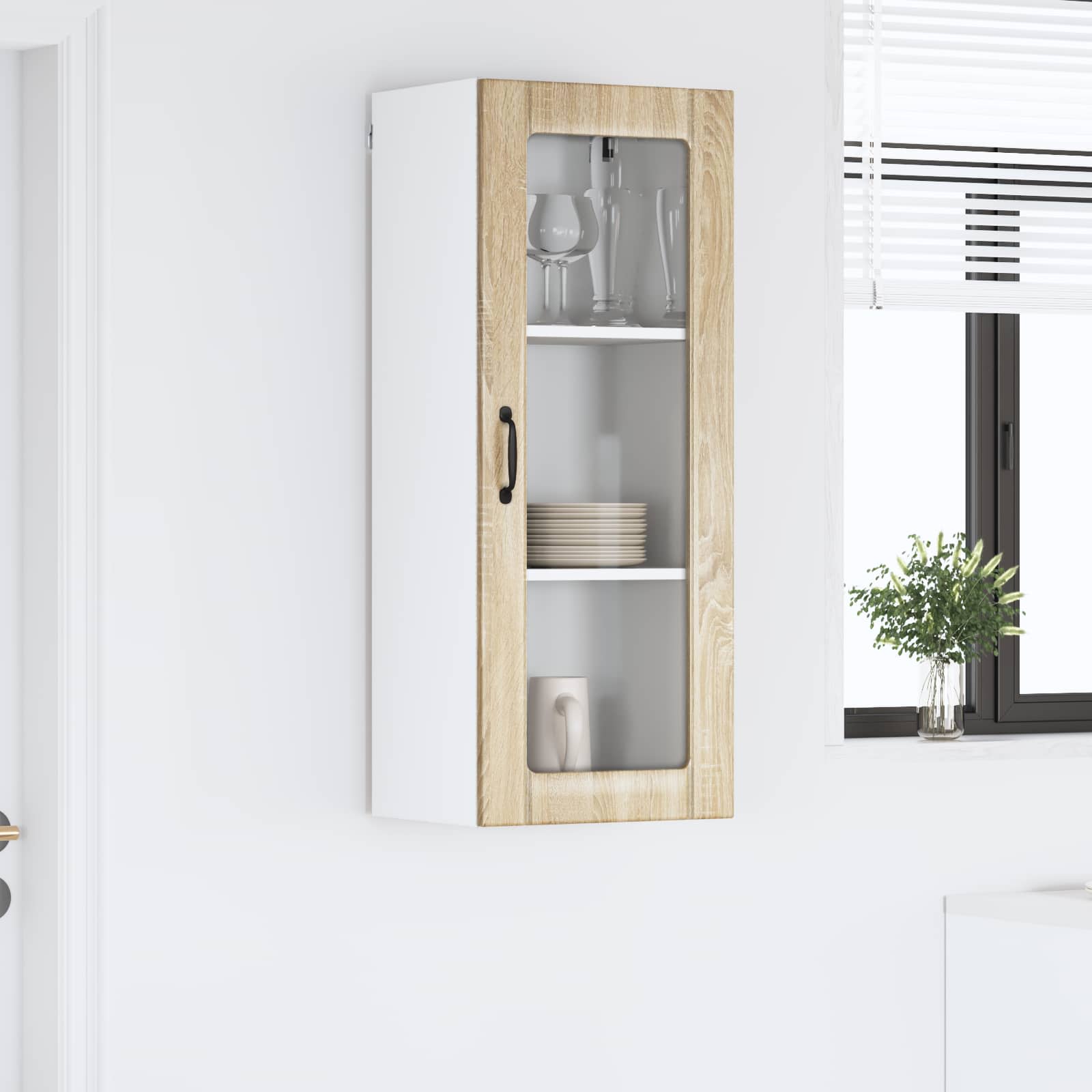 Wandglas-Schrank LUCCA Sonoma-Eiche 40 x 31 x 100 cm