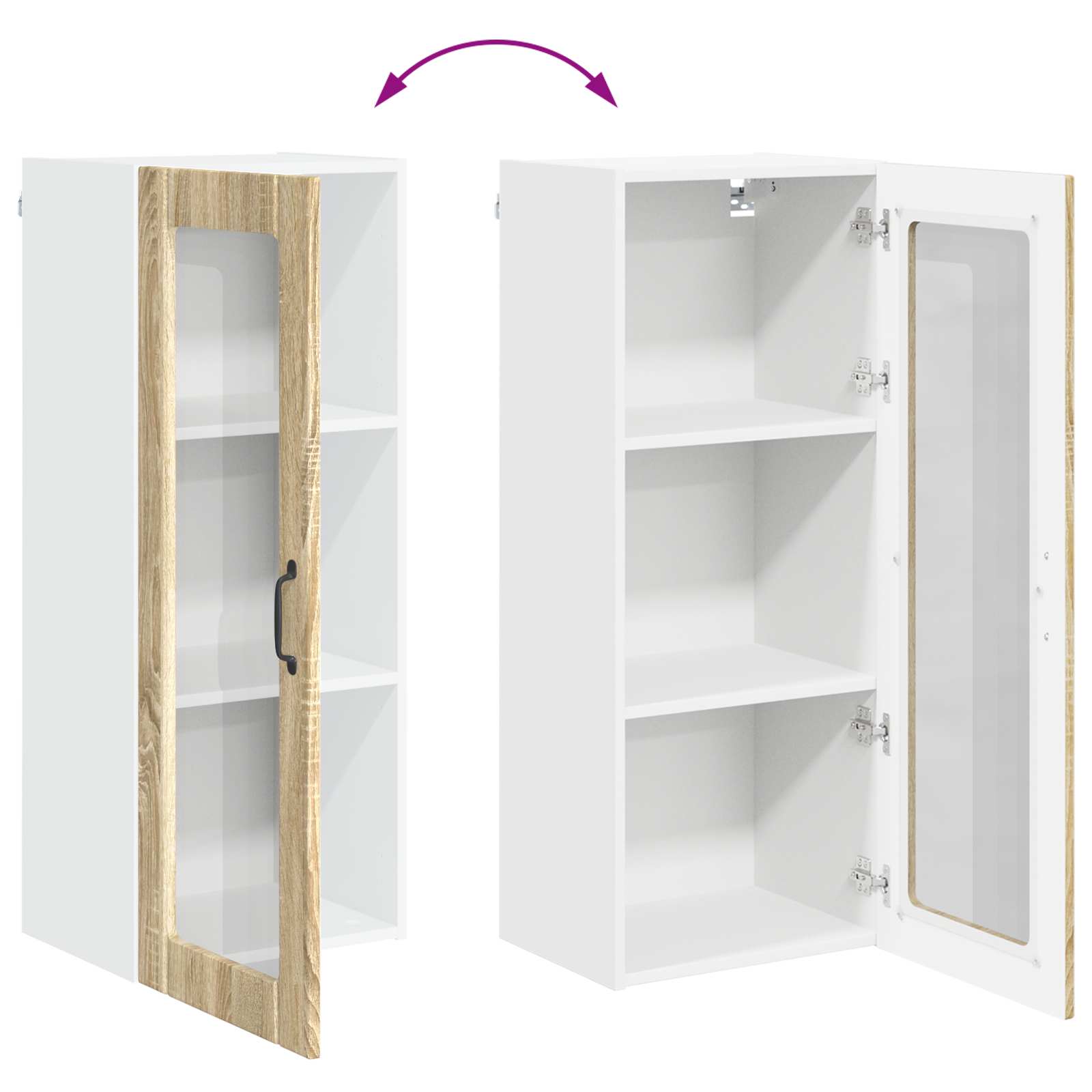 Wandglas-Schrank LUCCA Sonoma-Eiche 40 x 31 x 100 cm
