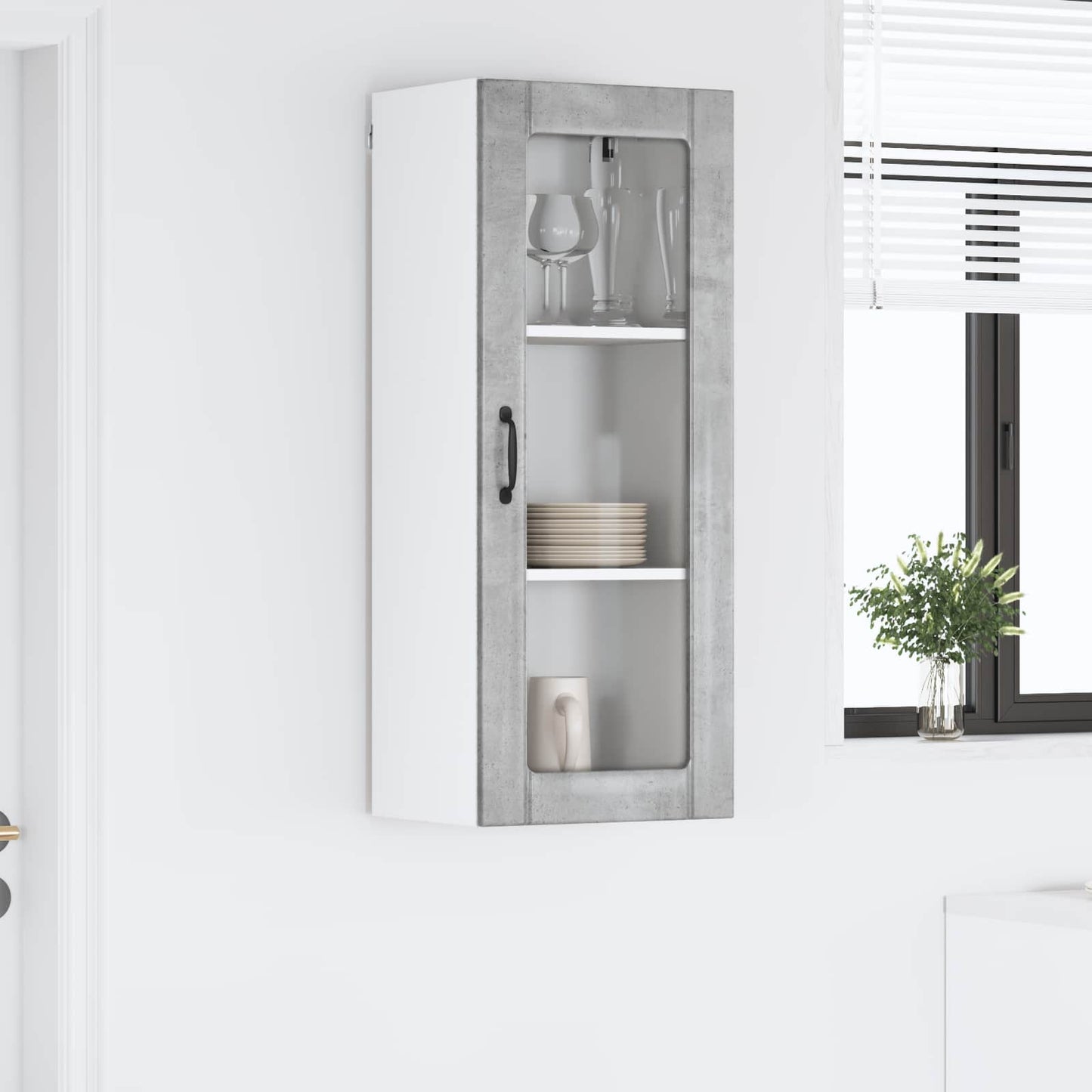 Wandglas-Schrank LUCCA Betongrau 40 x 31 x 100 cm Holzwerkstoff