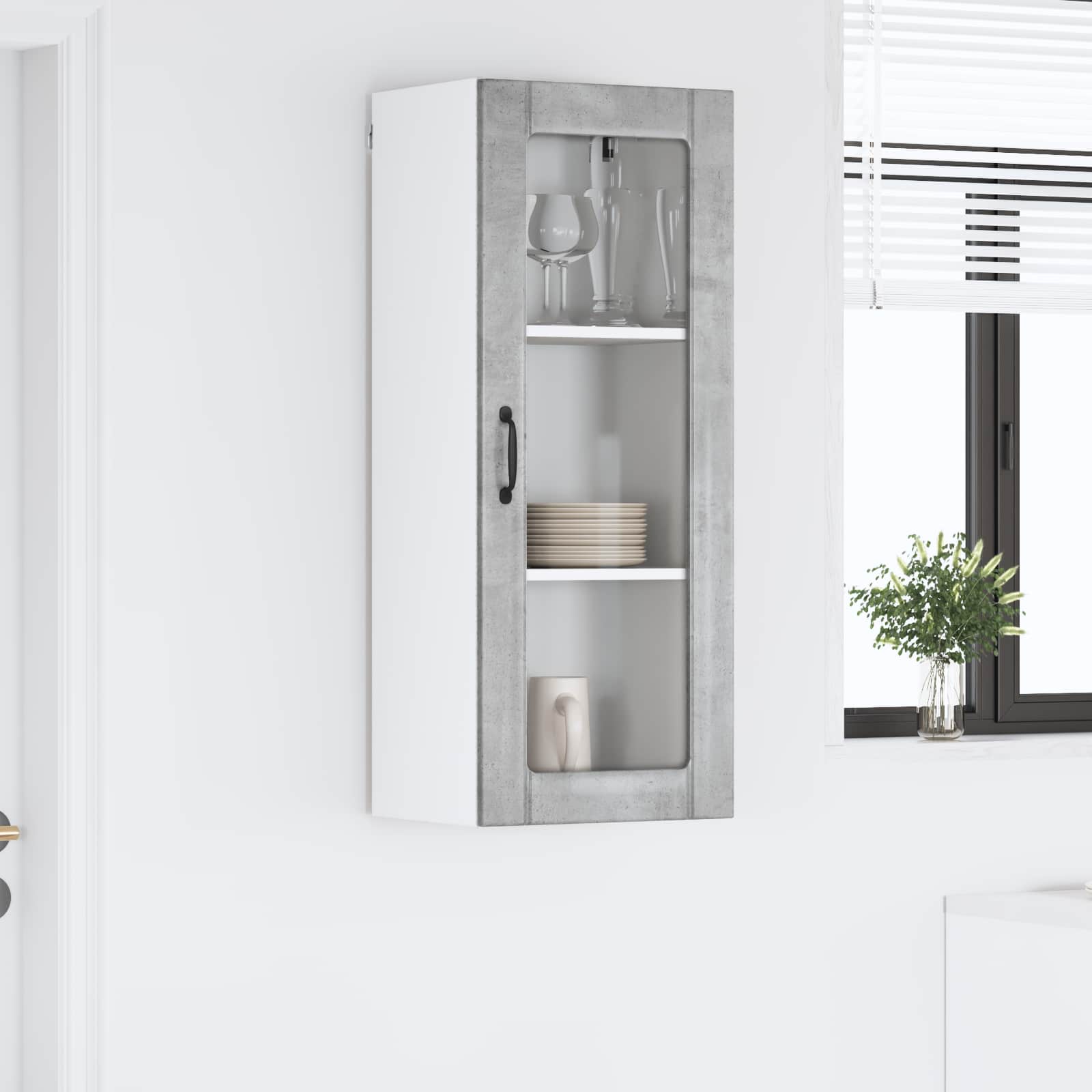 Wandglas-Schrank LUCCA Betongrau 40 x 31 x 100 cm Holzwerkstoff