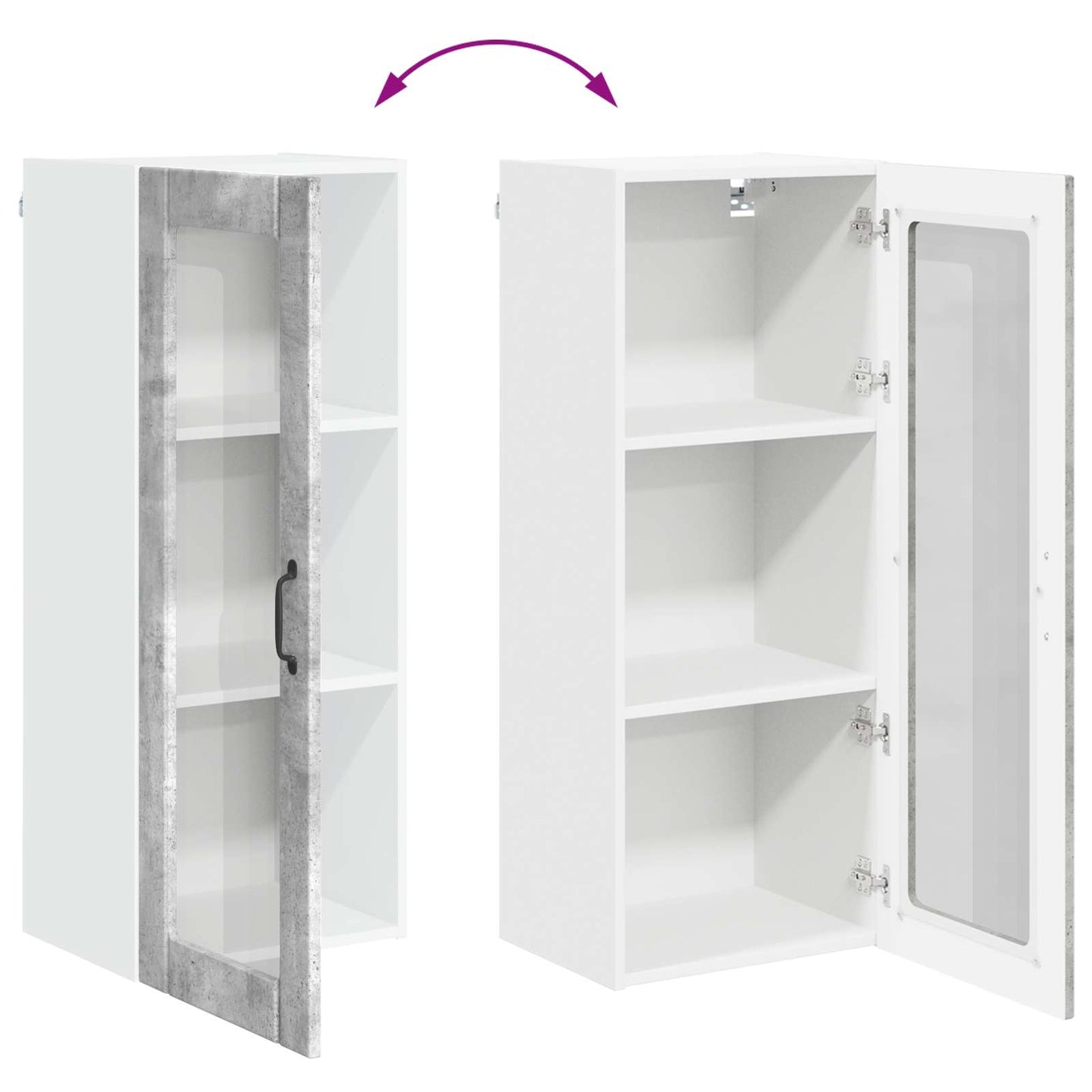 Wandglas-Schrank LUCCA Betongrau 40 x 31 x 100 cm Holzwerkstoff