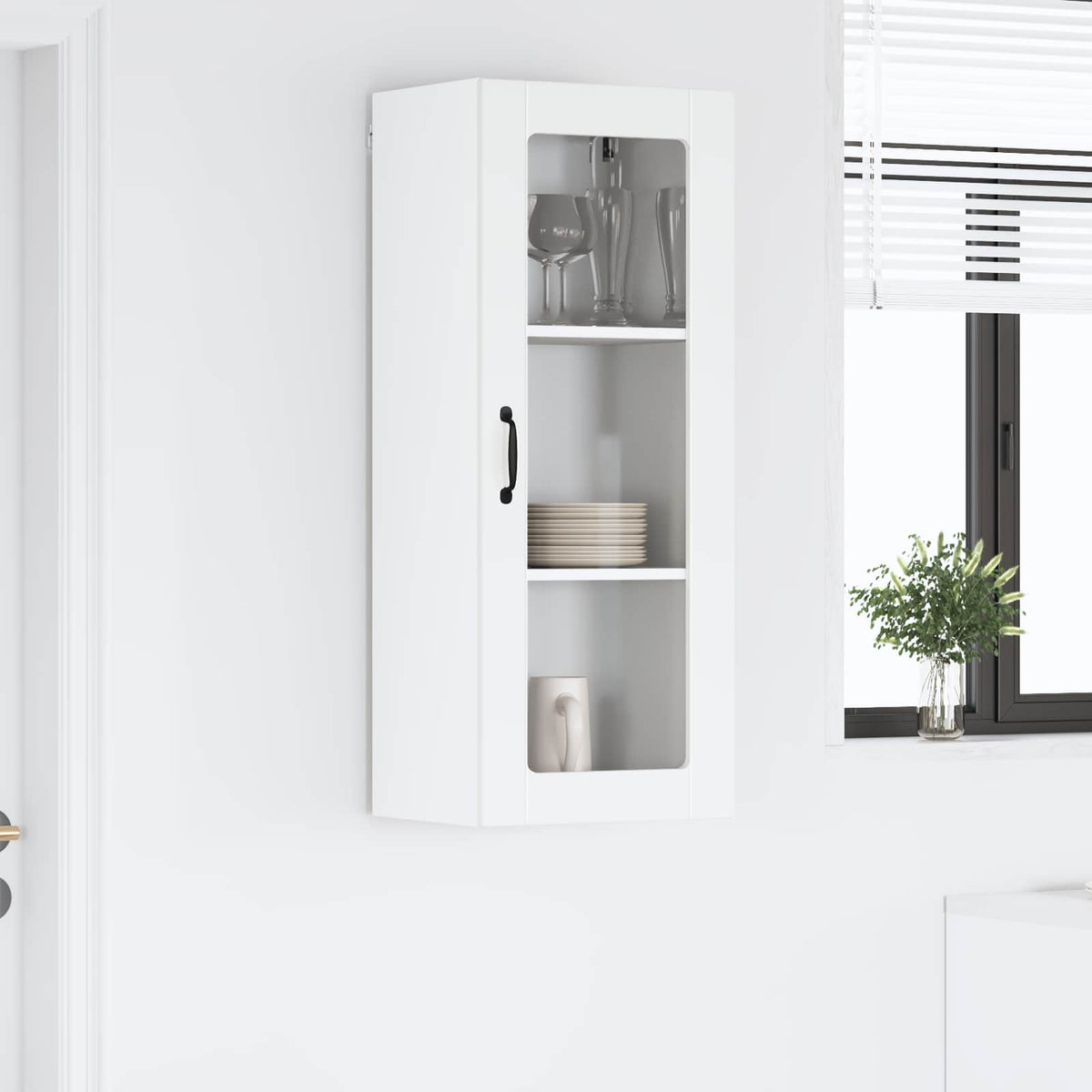 Wandglas-Schrank LUCCA Hochglanz-Weiß 40 x 31 x 100 cm